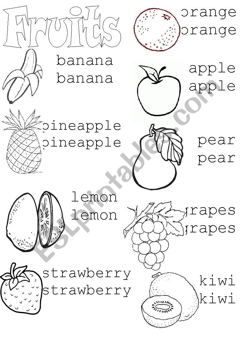 Fruits tracing ESL Worksheet By Asiulhg Fruits tracing ESL Worksheet By Asiulhg