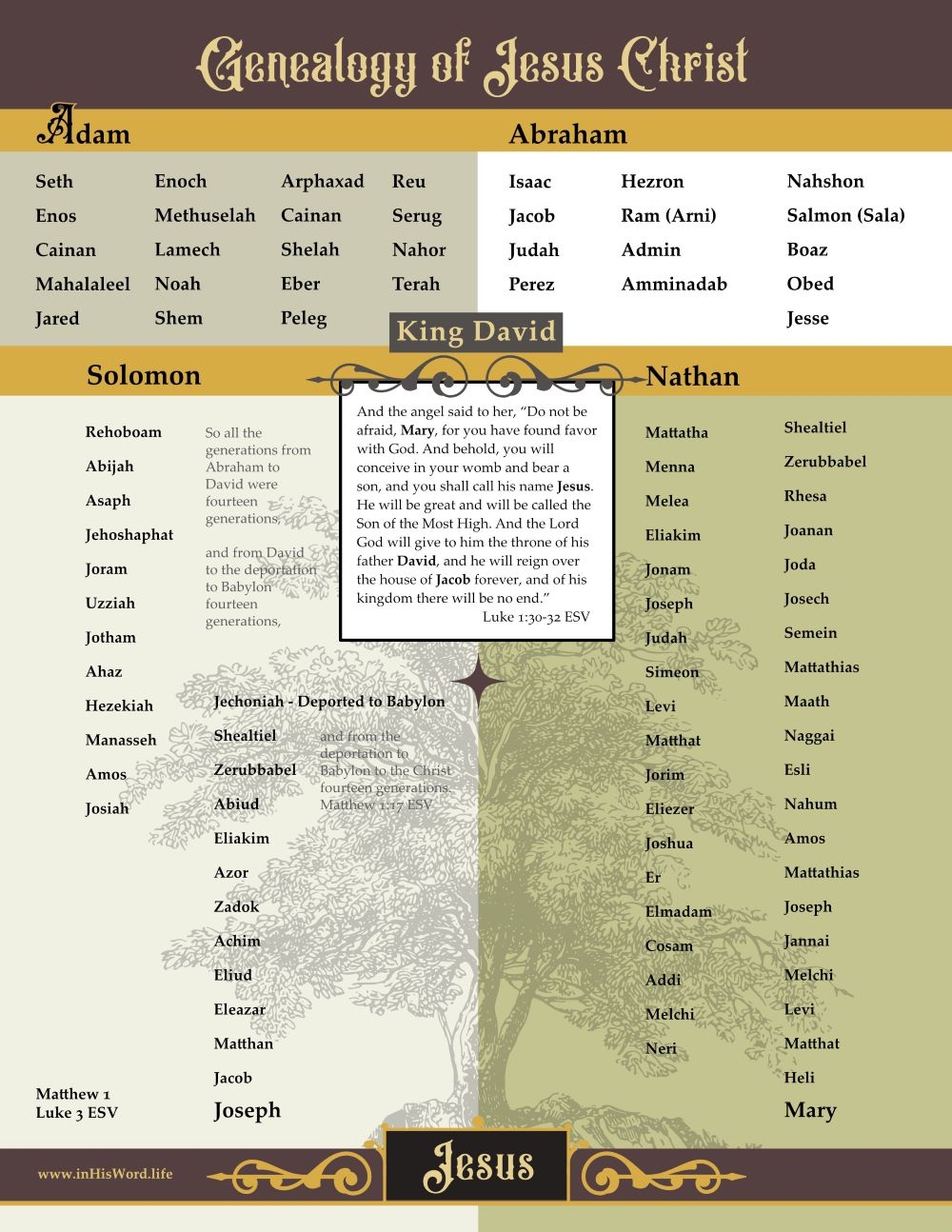 Genealogy Of Jesus Printable Chart Genealogy Of Jesus Printable Chart