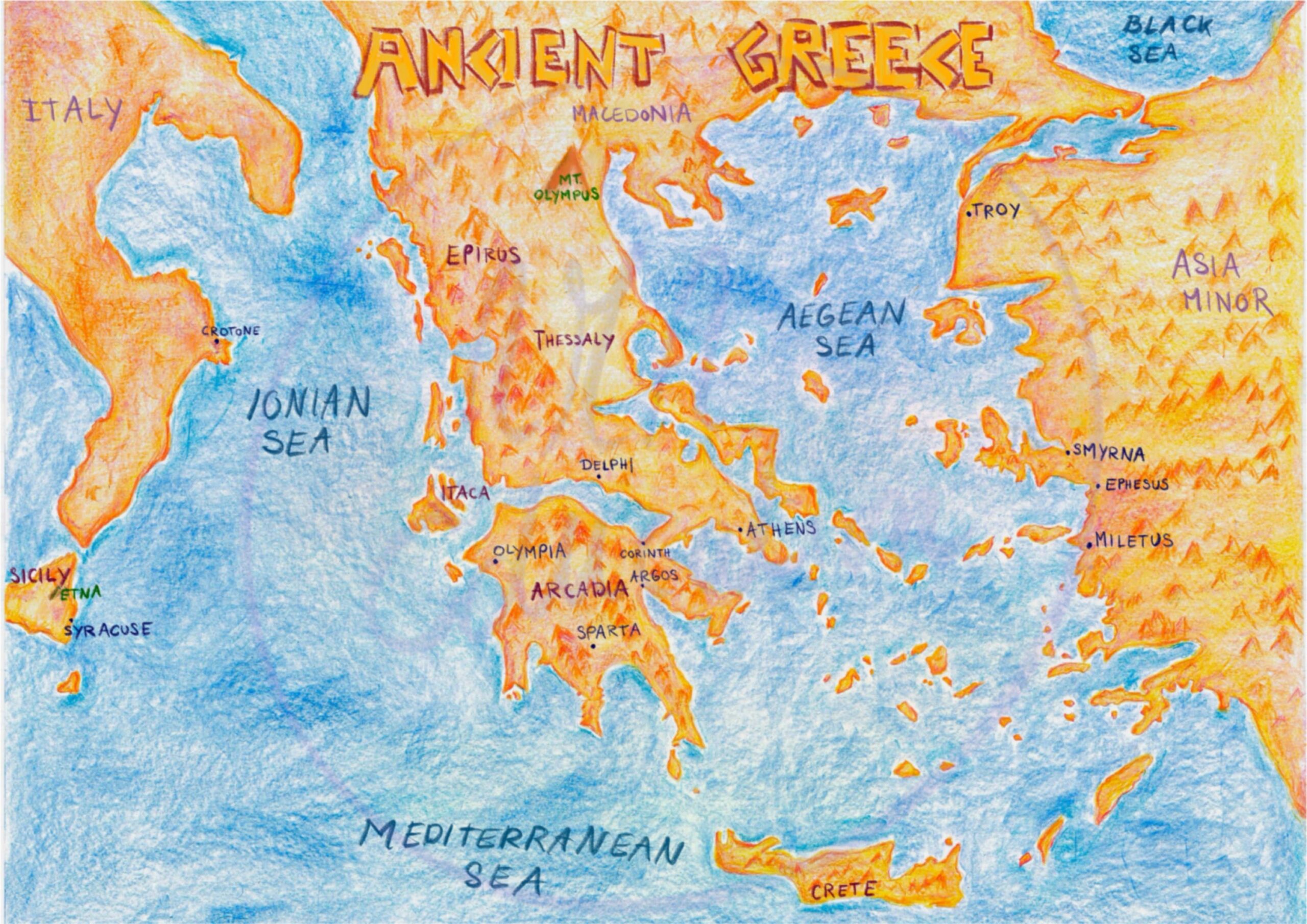 Giant Ancient Greece Map Printable English And TO FILL Version educational Purpous Etsy