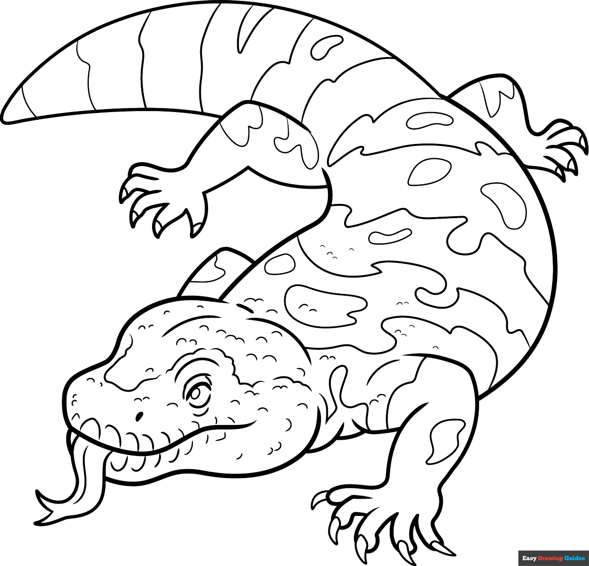 Gila Monster Coloring Page Easy Drawing Guides