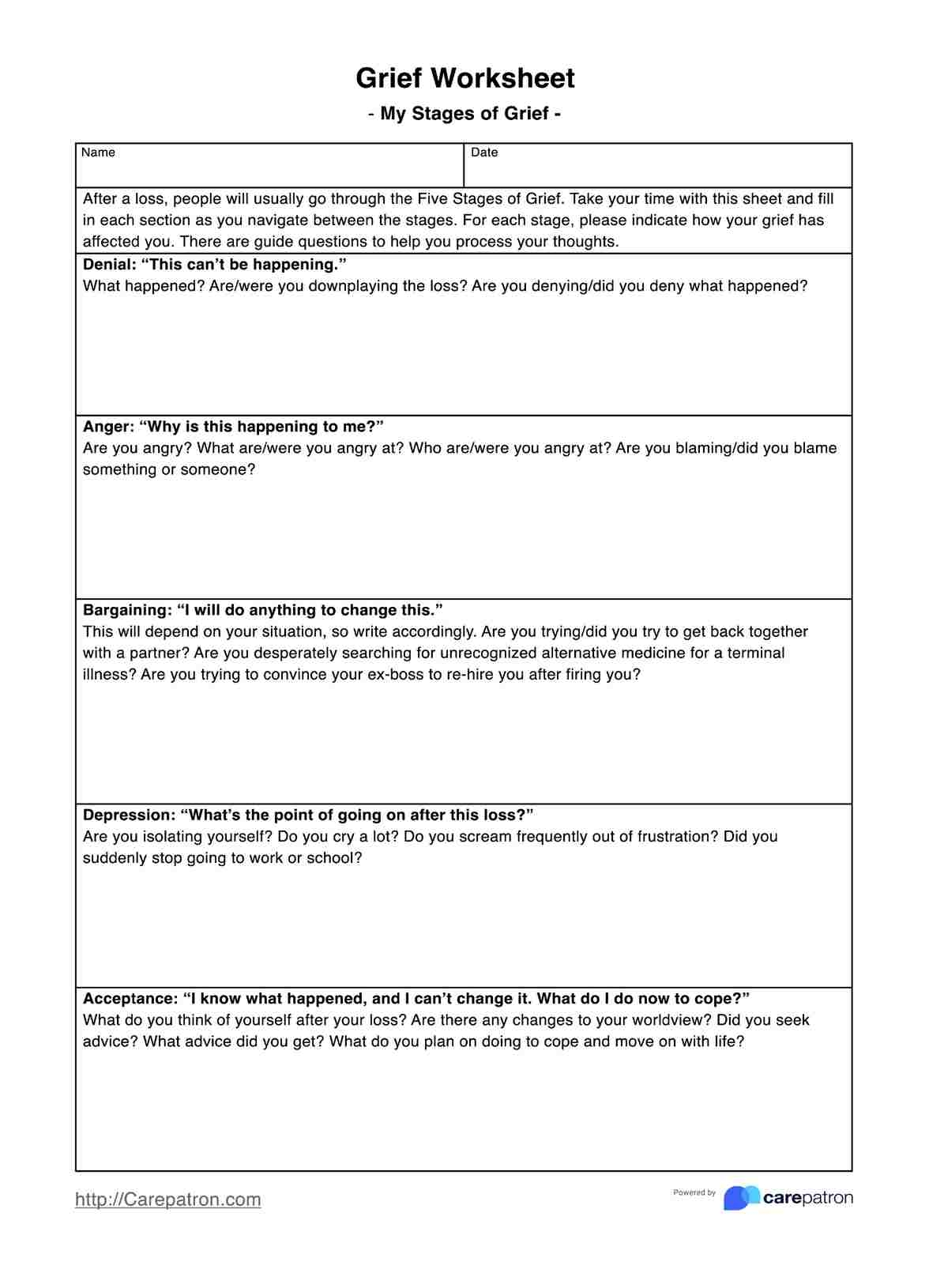 Grief Worksheets U0026 Example Free PDF Download Grief Worksheets U0026 Example Free PDF Download