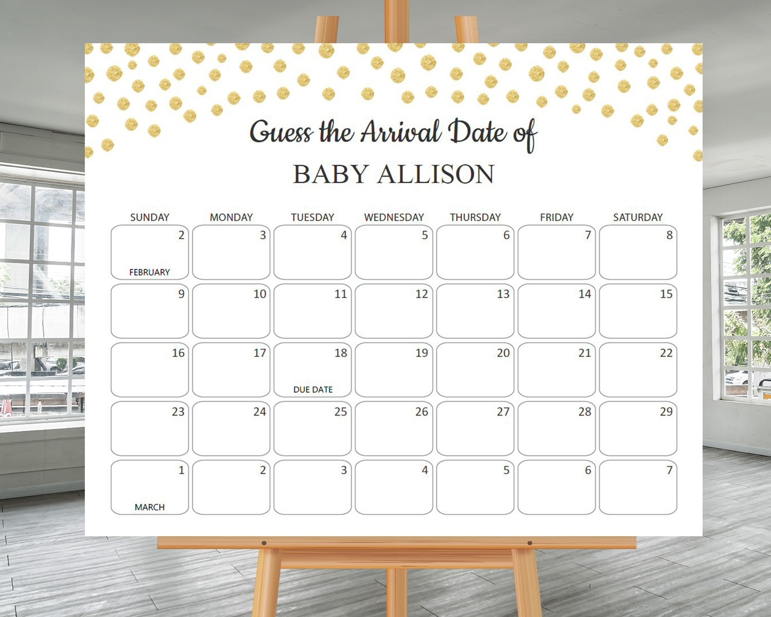 Guessing Game Baby Due Date Calendar Printable Calendar Game Baby Shower Guess The Date Template Baby
