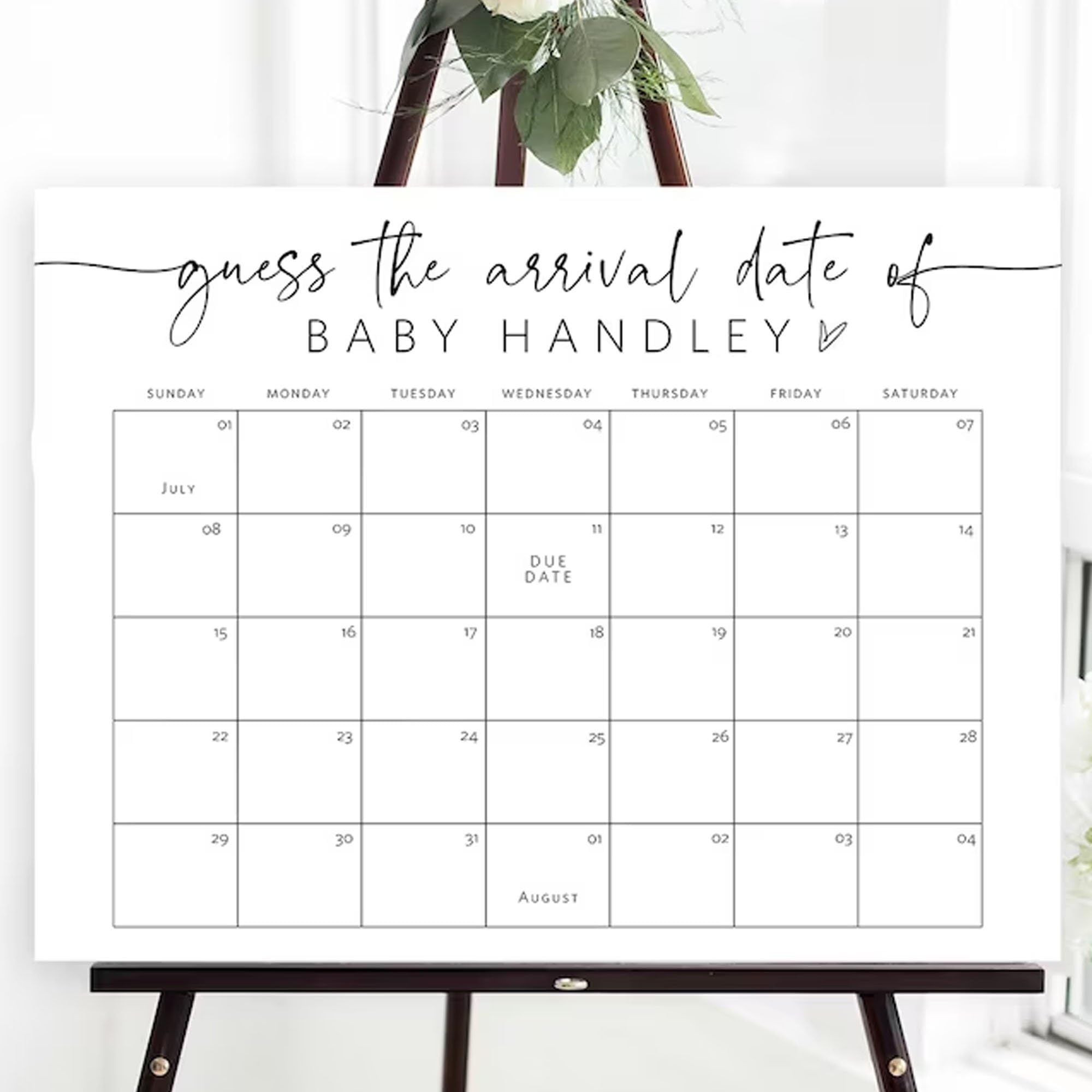 Guessing Game Guess The Due Date Free Printable Baby Due Date Calendar Printable Hotsell