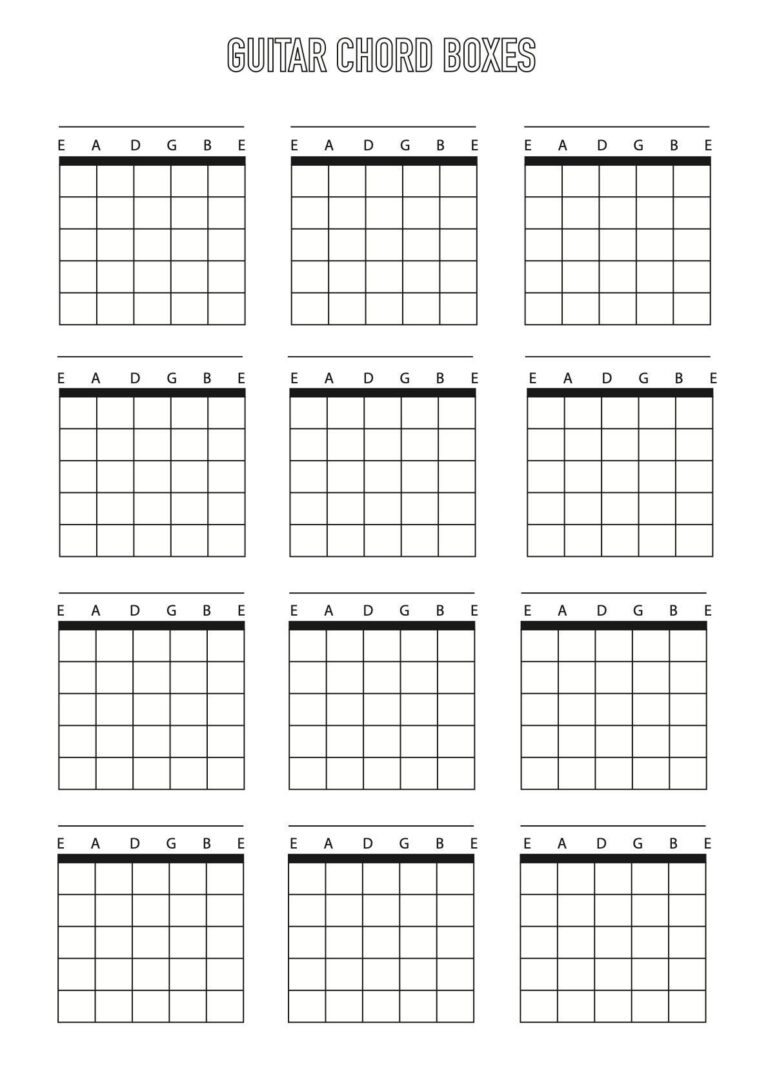 Guitar Chord Box Sheet Downloadable Template A4 Blank 6 String
