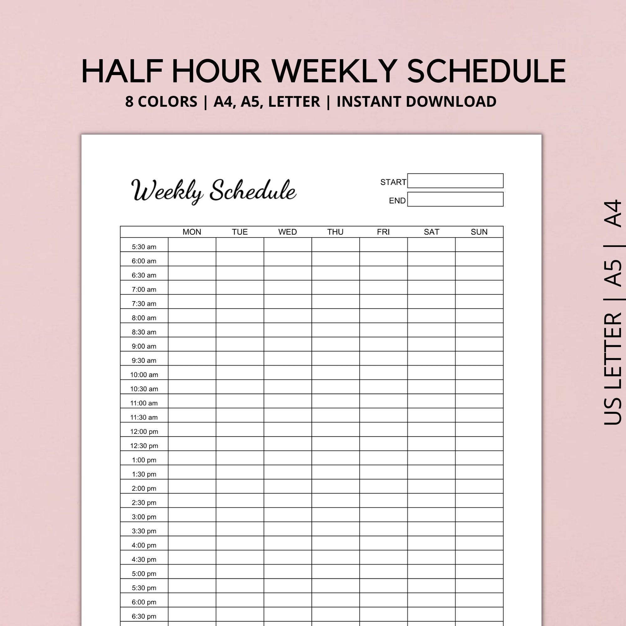 Printable Week Calendar With Hours