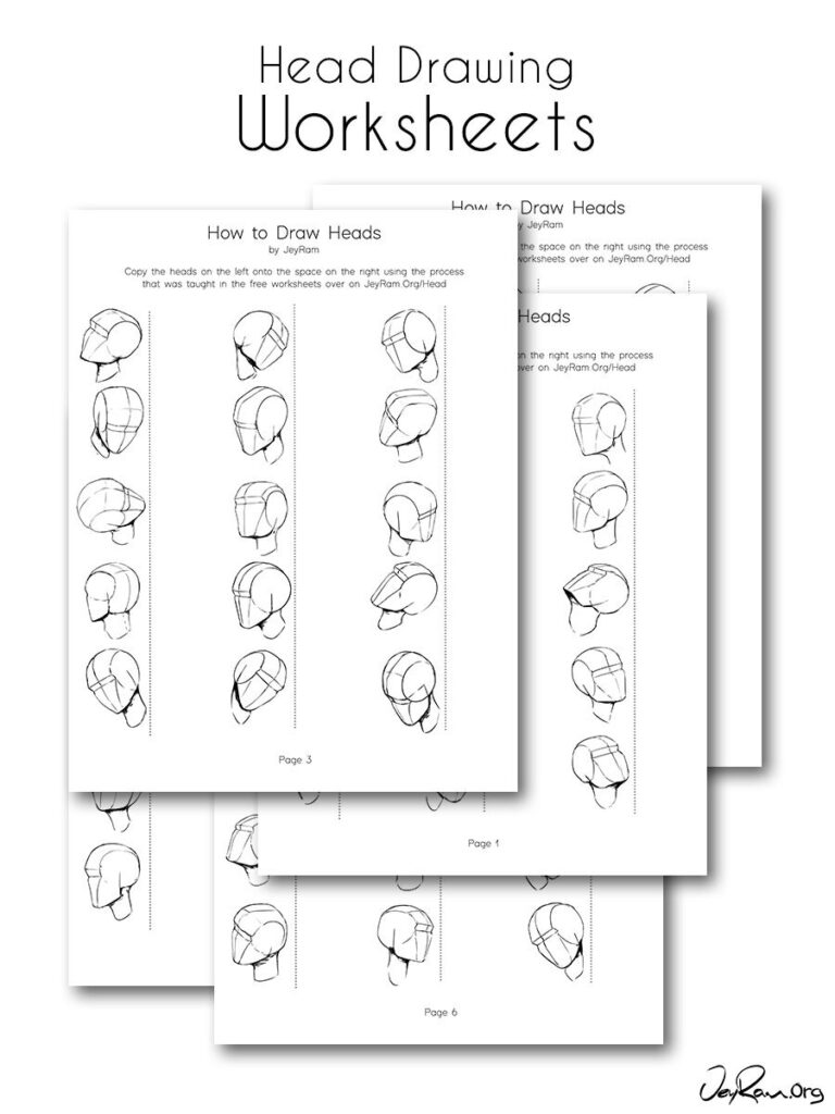 Head Drawing Practice From Any Angle Practice Worksheets Printable PDF JeyRam Drawing Tutorials
