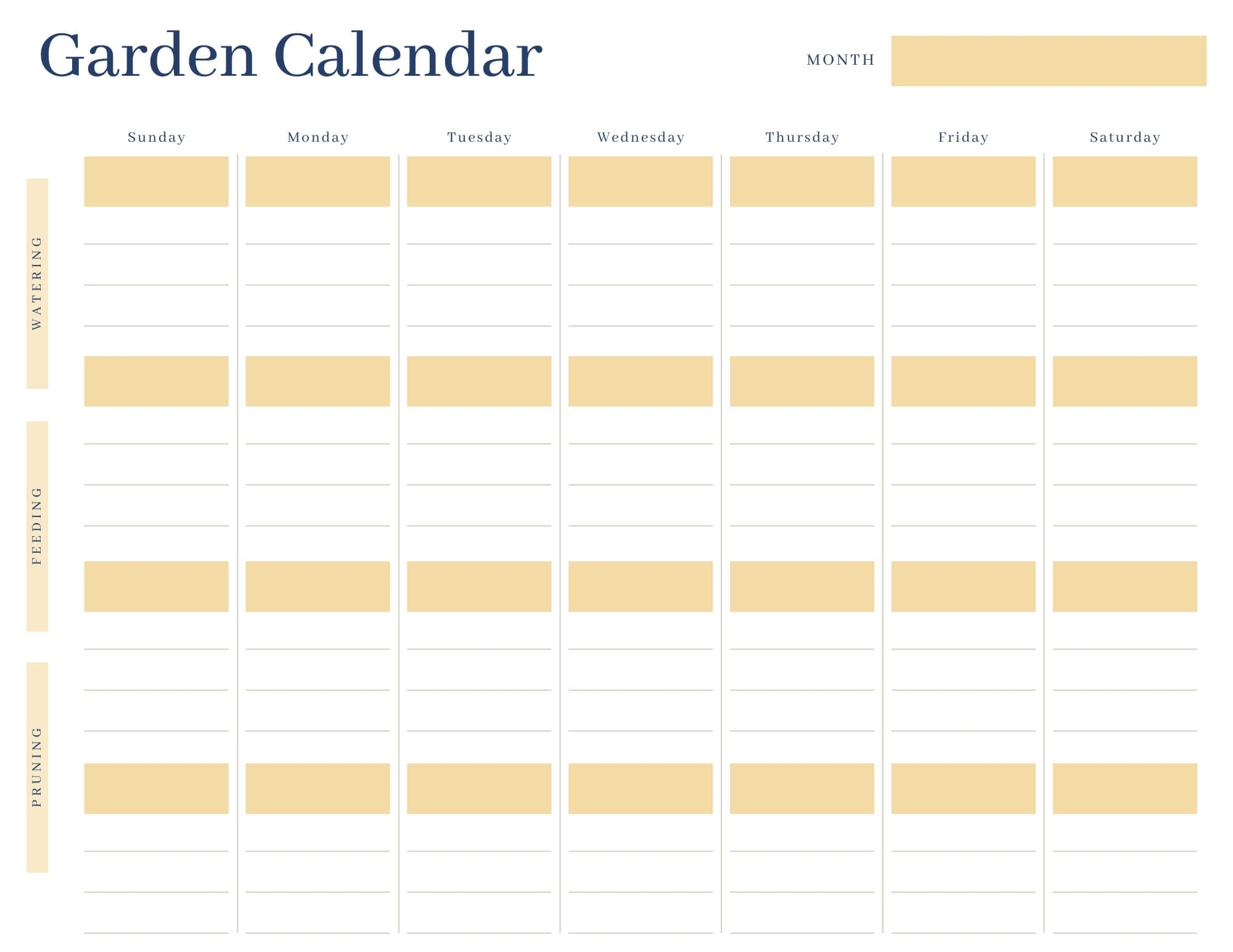 Printable Planting Calendar
