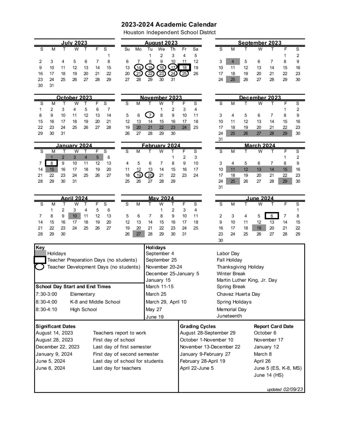 Hisd Calendar 2026-26 Printable
