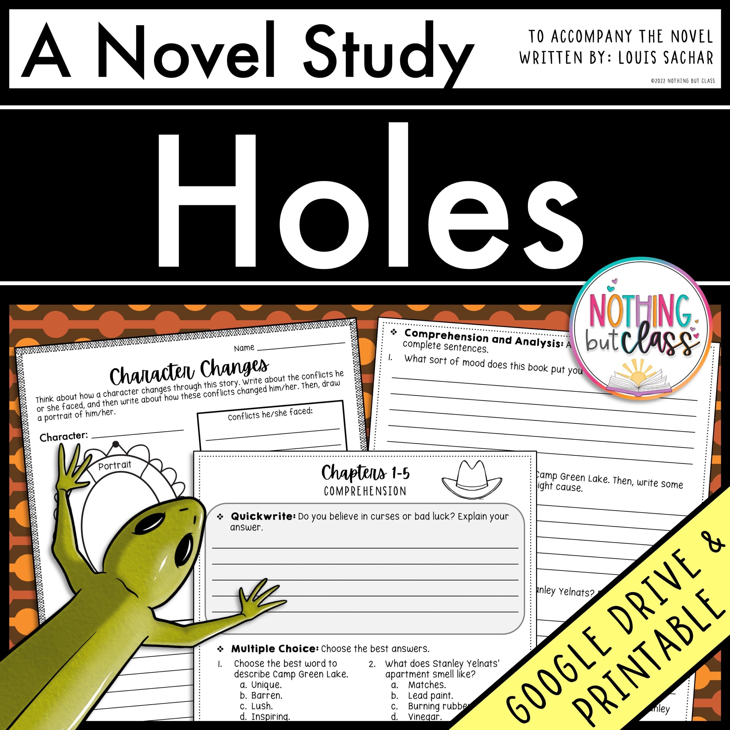 Holes Novel Study Unit Comprehension Questions With Activities And Tests