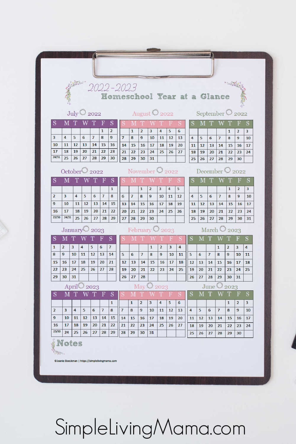 Homeschool Calendar Printable Plan Your Year Simple Living Mama