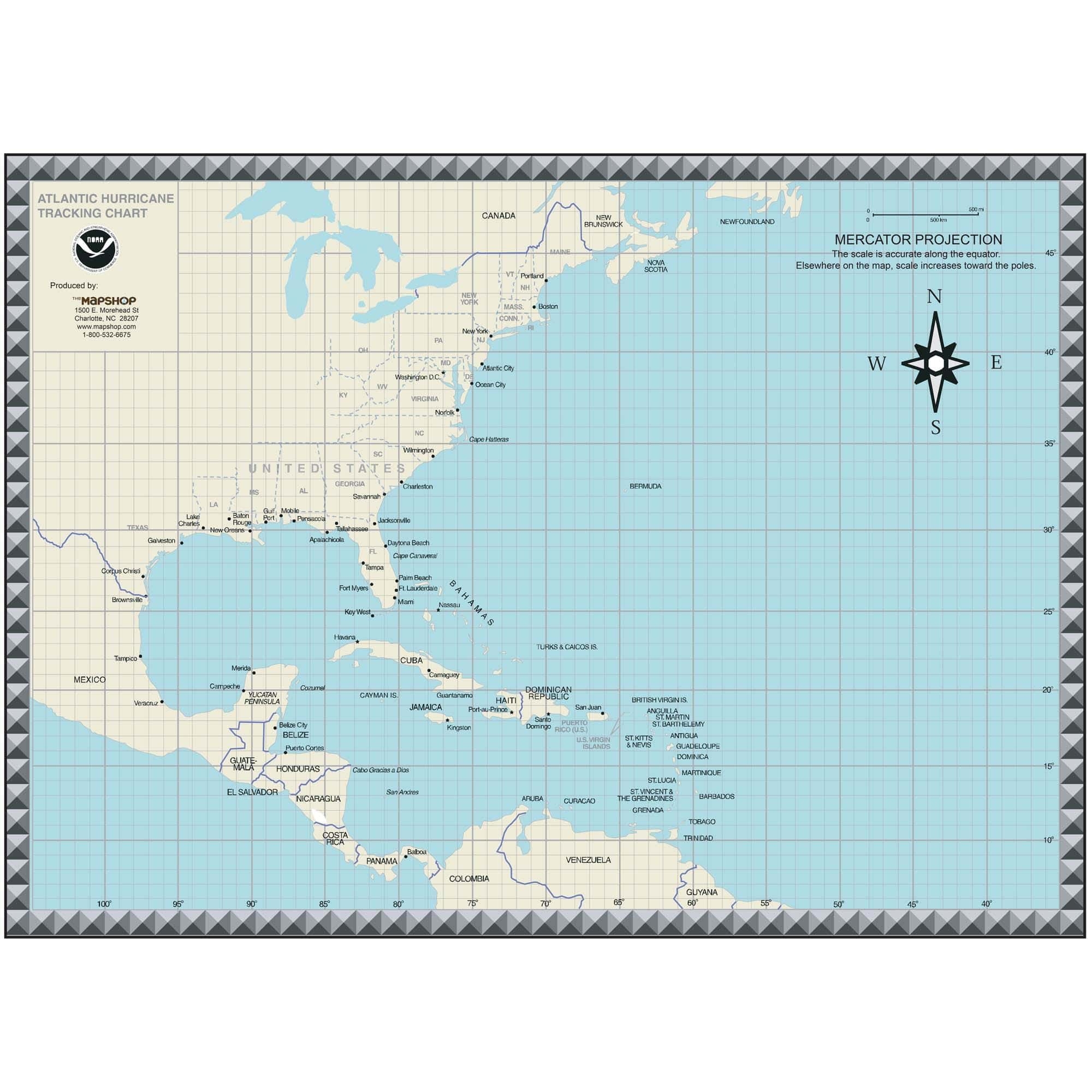 Hurricane Tracking Chart By MapShop