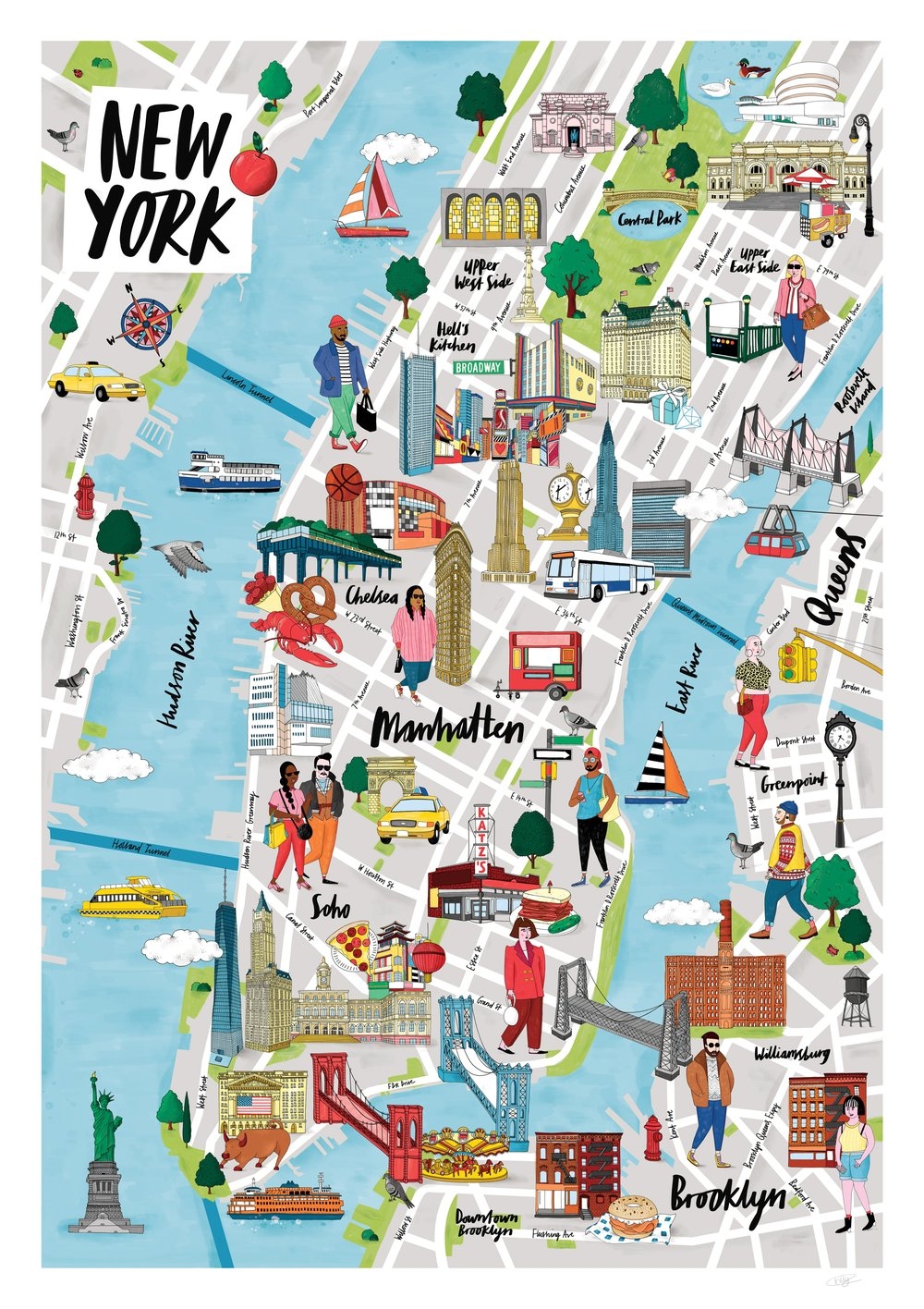 Illustrated Map Of New York Tilly AKA Running For Crayons Freelance Illustrator Worksheets Library