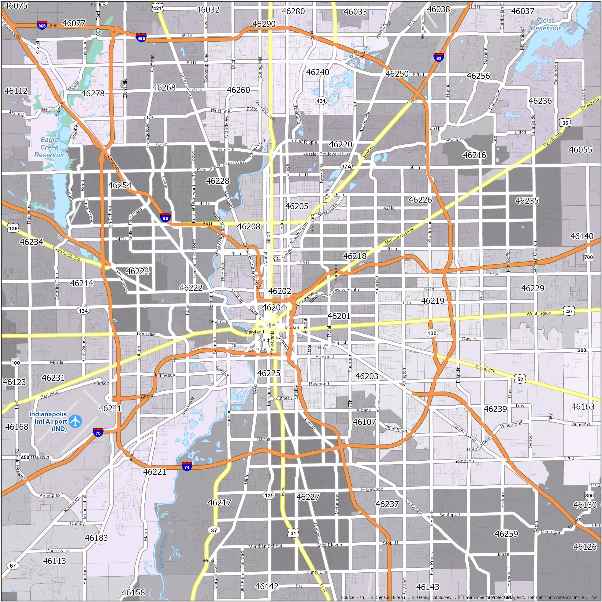 Indianapolis Zip Code Map GIS Geography