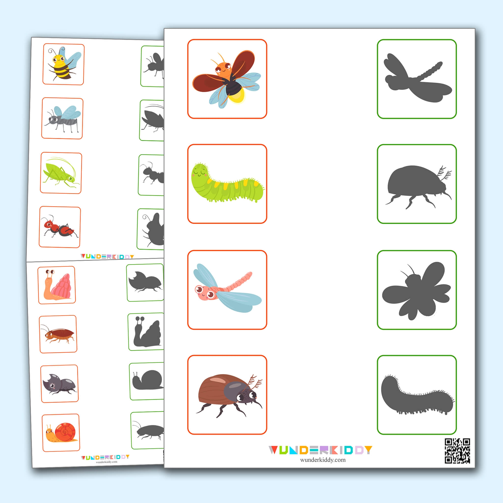 Insects Shadow Matching Activity For Kids Insect Silhouettes Insects Shadow Matching Activity For Kids Insect Silhouettes
