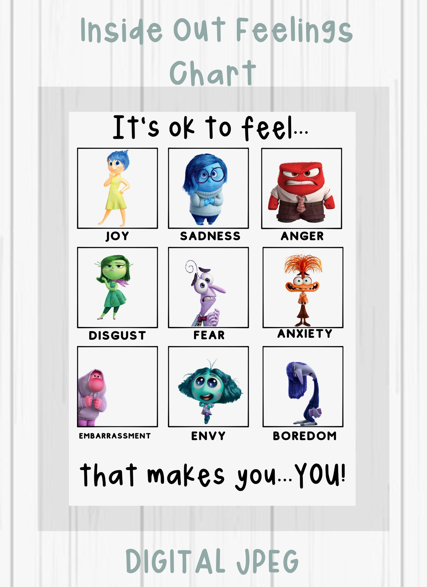 Inside Out Feelings Chart Digital Download Emotional Awareness Printable Etsy UK