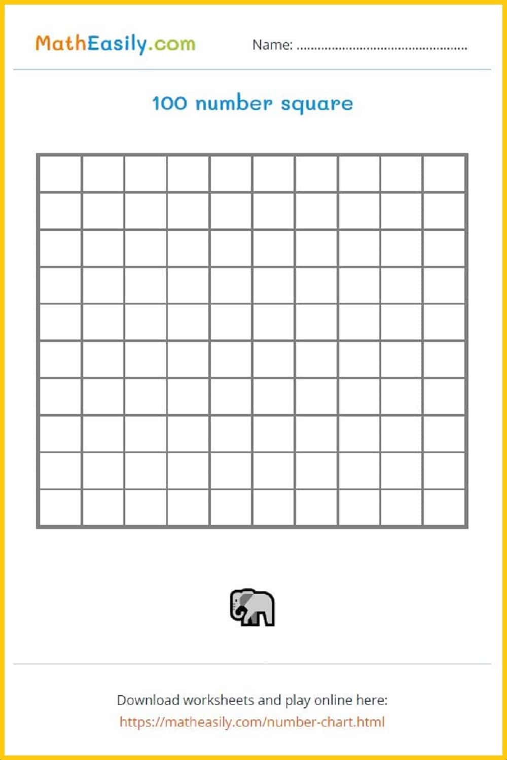 Blank Printable 100 Chart