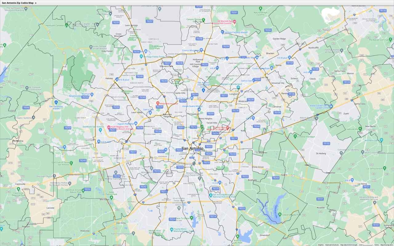 Interactive Zip Code Map Of San Antonio TX
