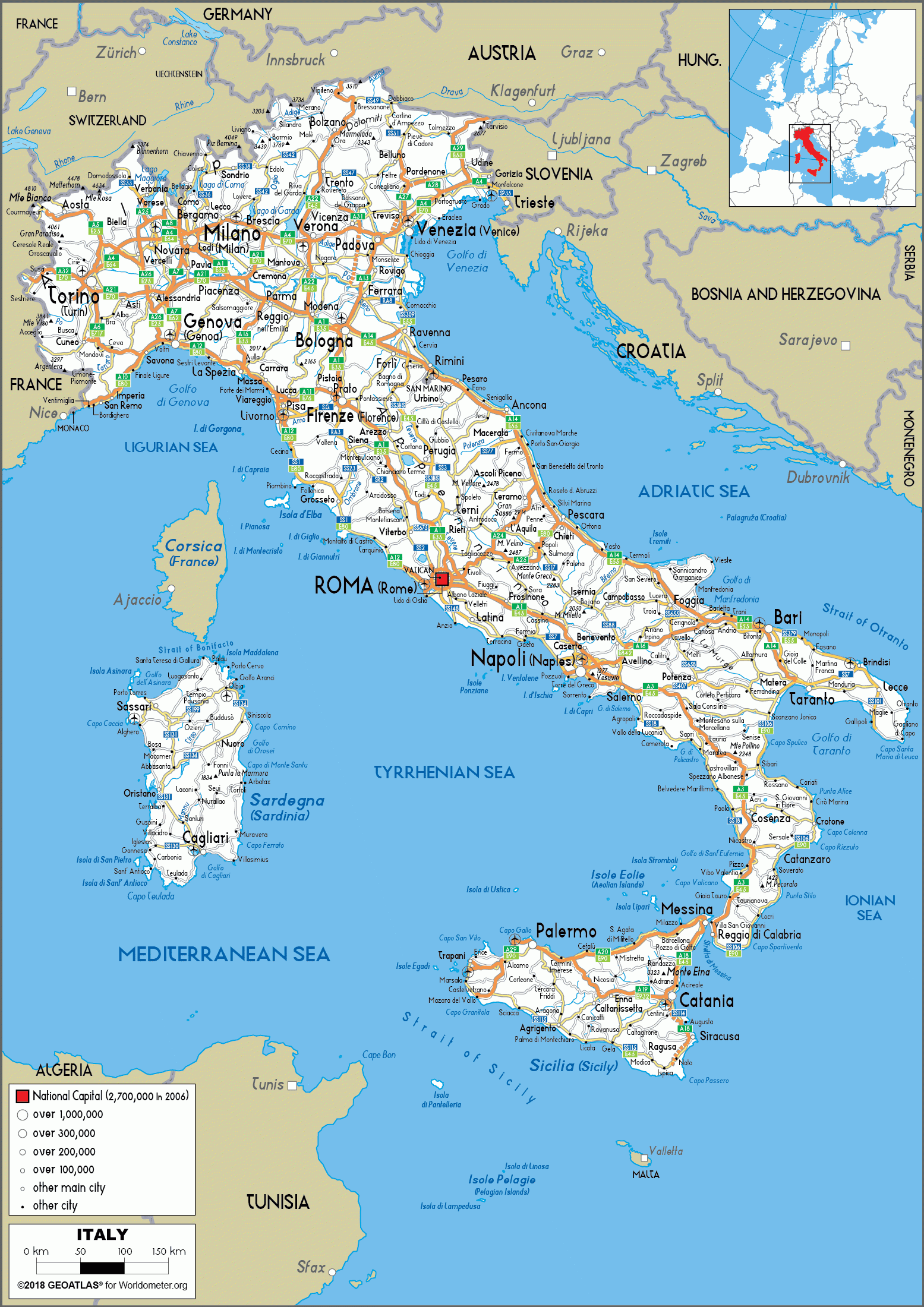 Italy Map Road Worldometer