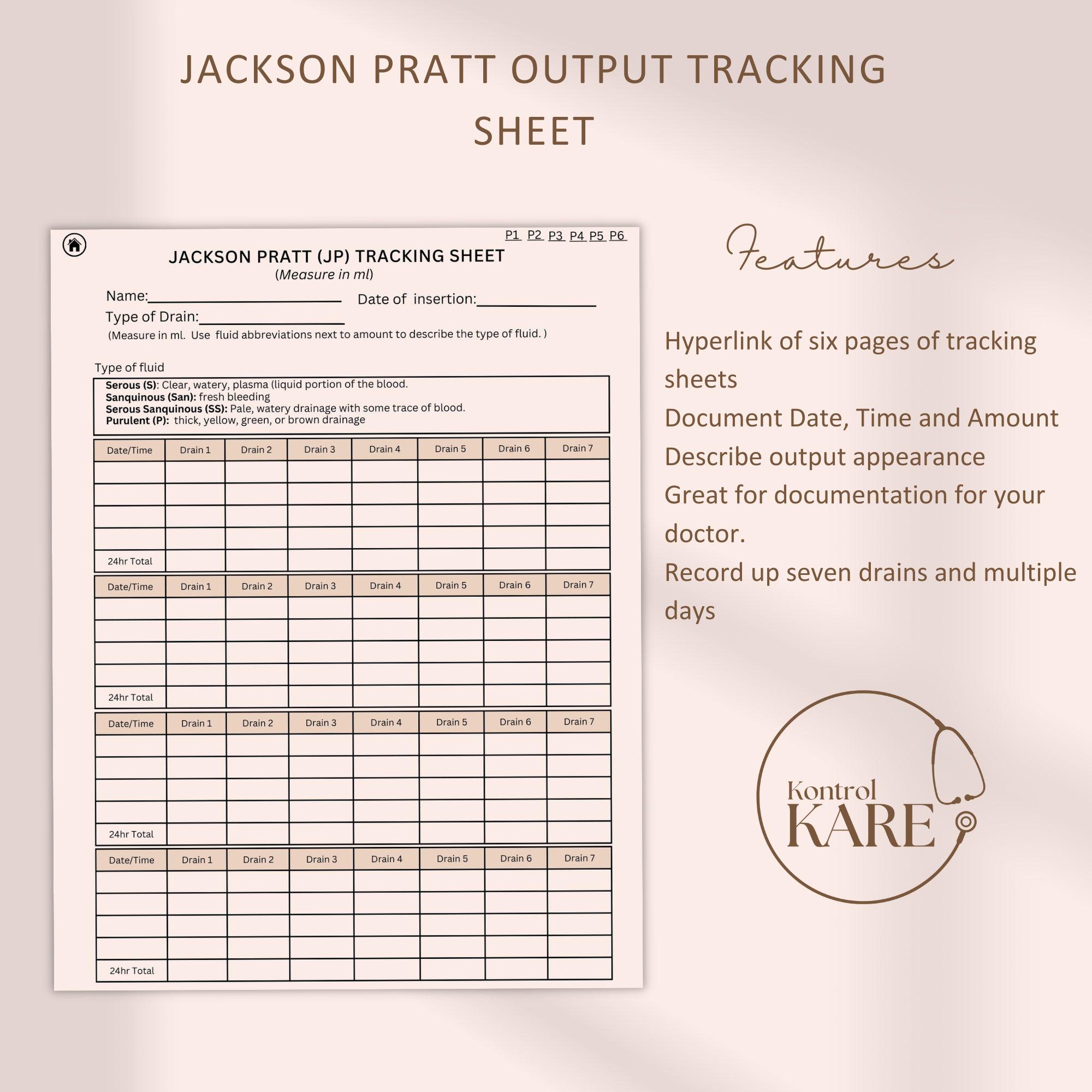 Jackson Pratt Drain Output Tracker Surgical Drain Record Sheet Post Op Drain Log Mastectomy Drain Breast Cancer Goodnotes Ipad Android Etsy