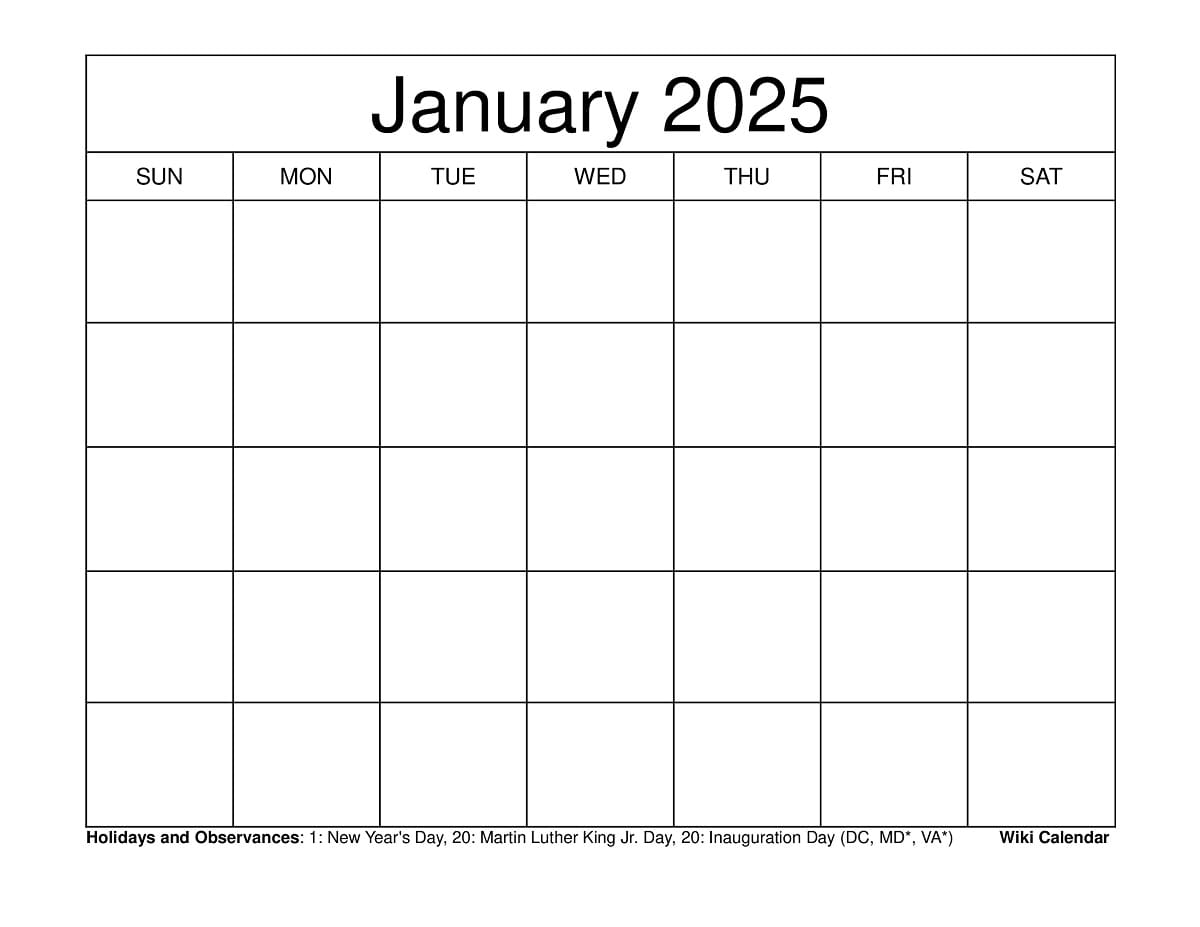 January 2025 Calendar Printable Templates More January 2025 Calendar Printable Templates More