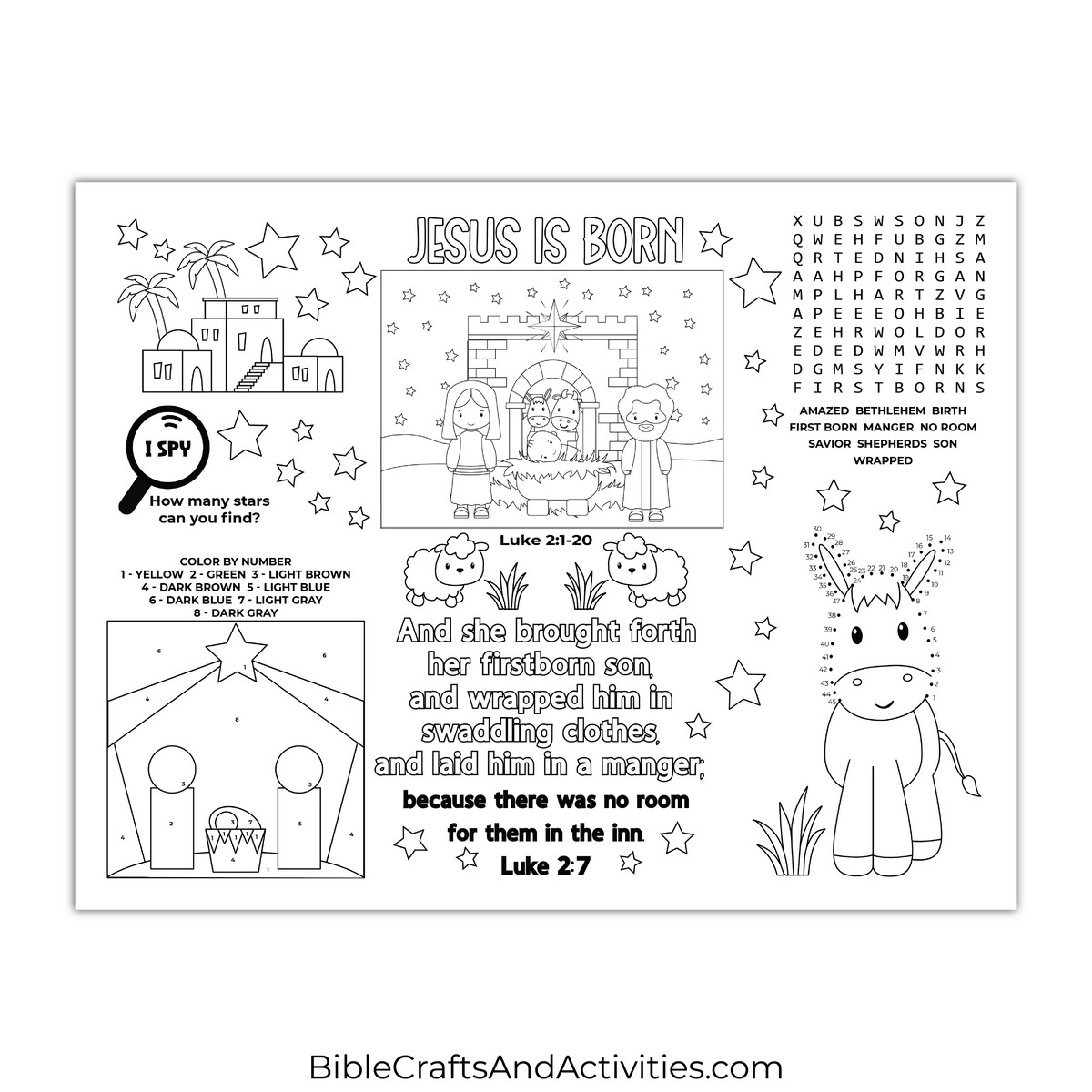 Jesus Is Born Activity Sheet Bible Crafts Shop