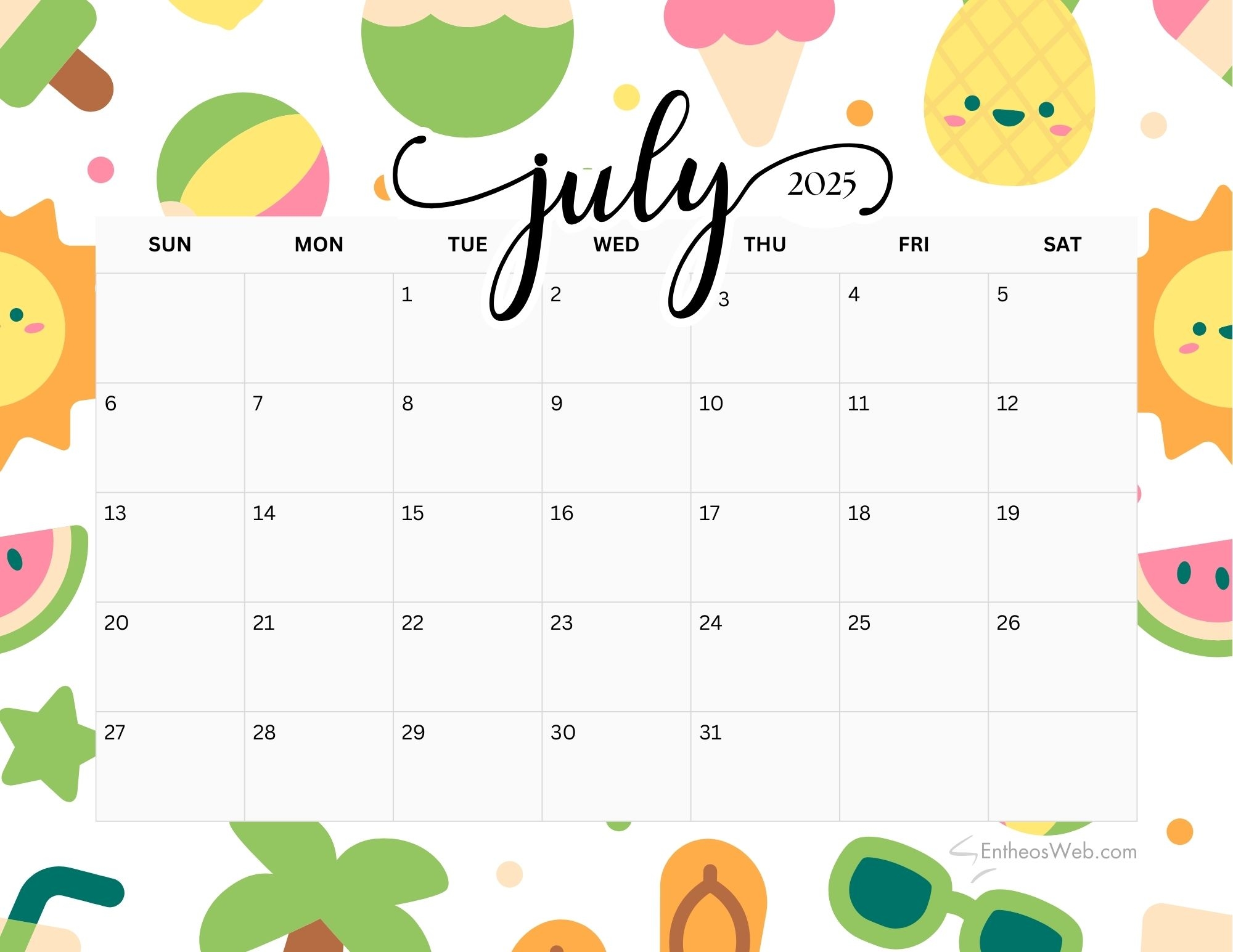 July 2025 Calendar Printables EntheosWeb July 2025 Calendar Printables EntheosWeb