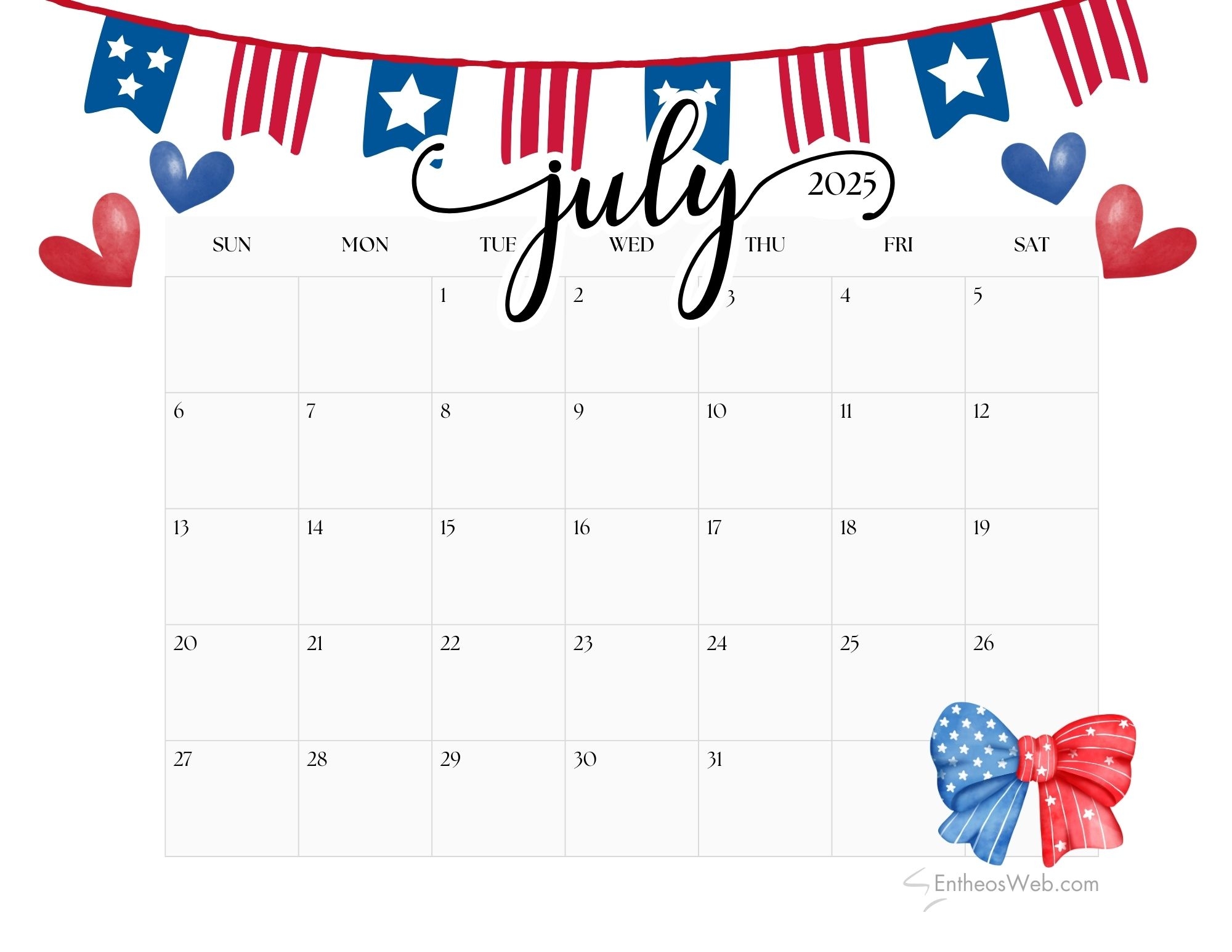 July 2025 Calendar Printables EntheosWeb July 2025 Calendar Printables EntheosWeb