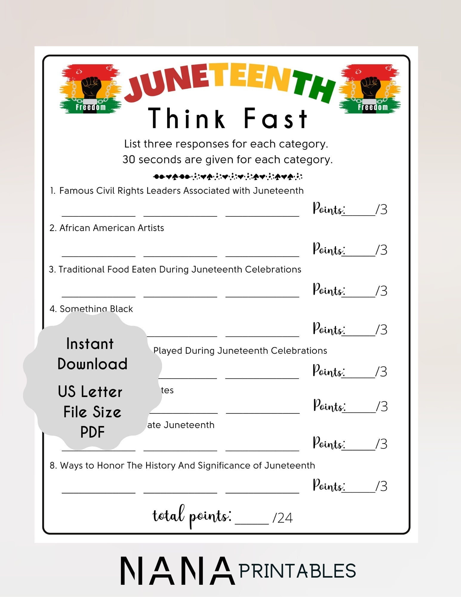 Printable Juneteenth Worksheets