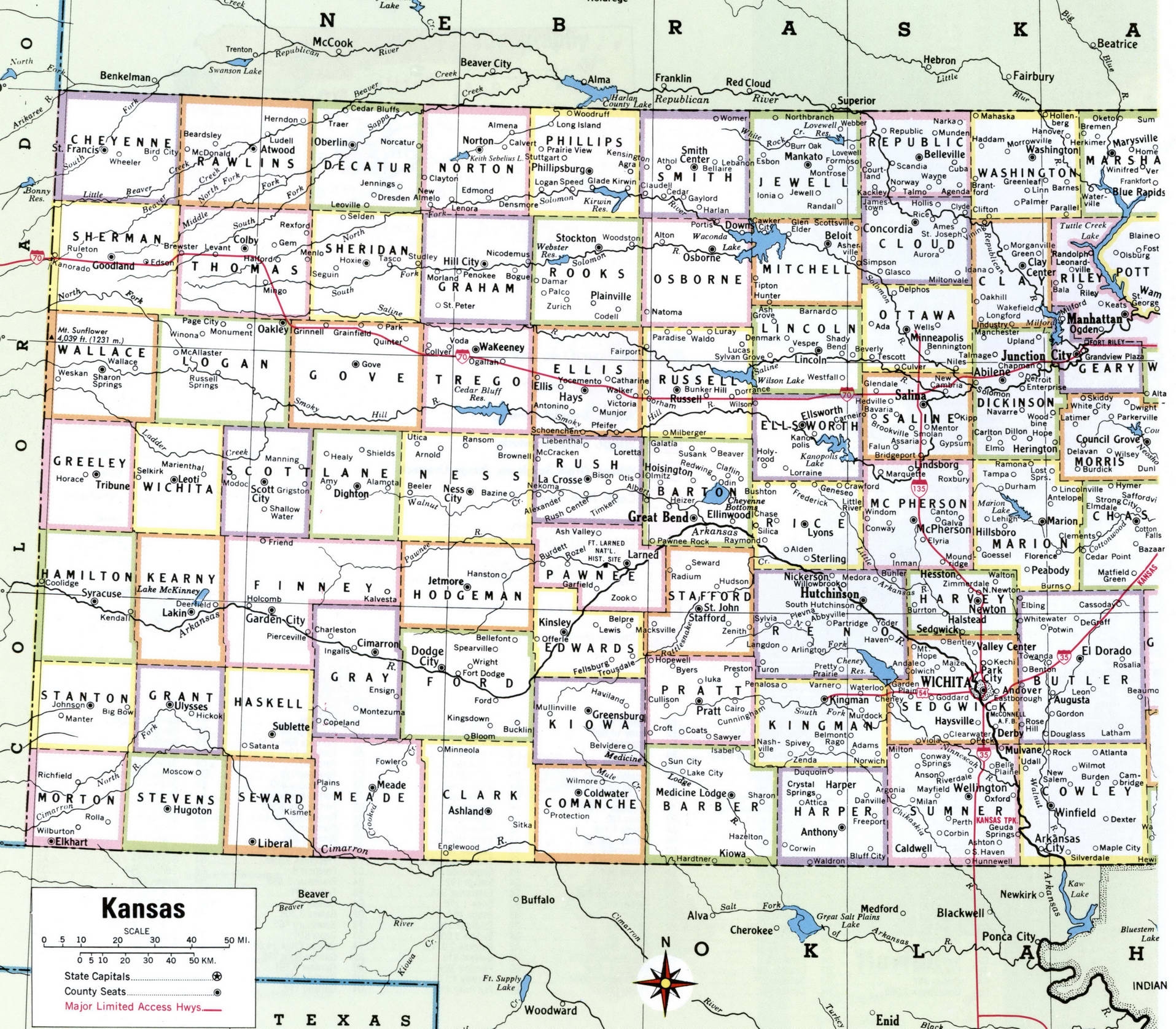 Printable Map Of Kansas Counties