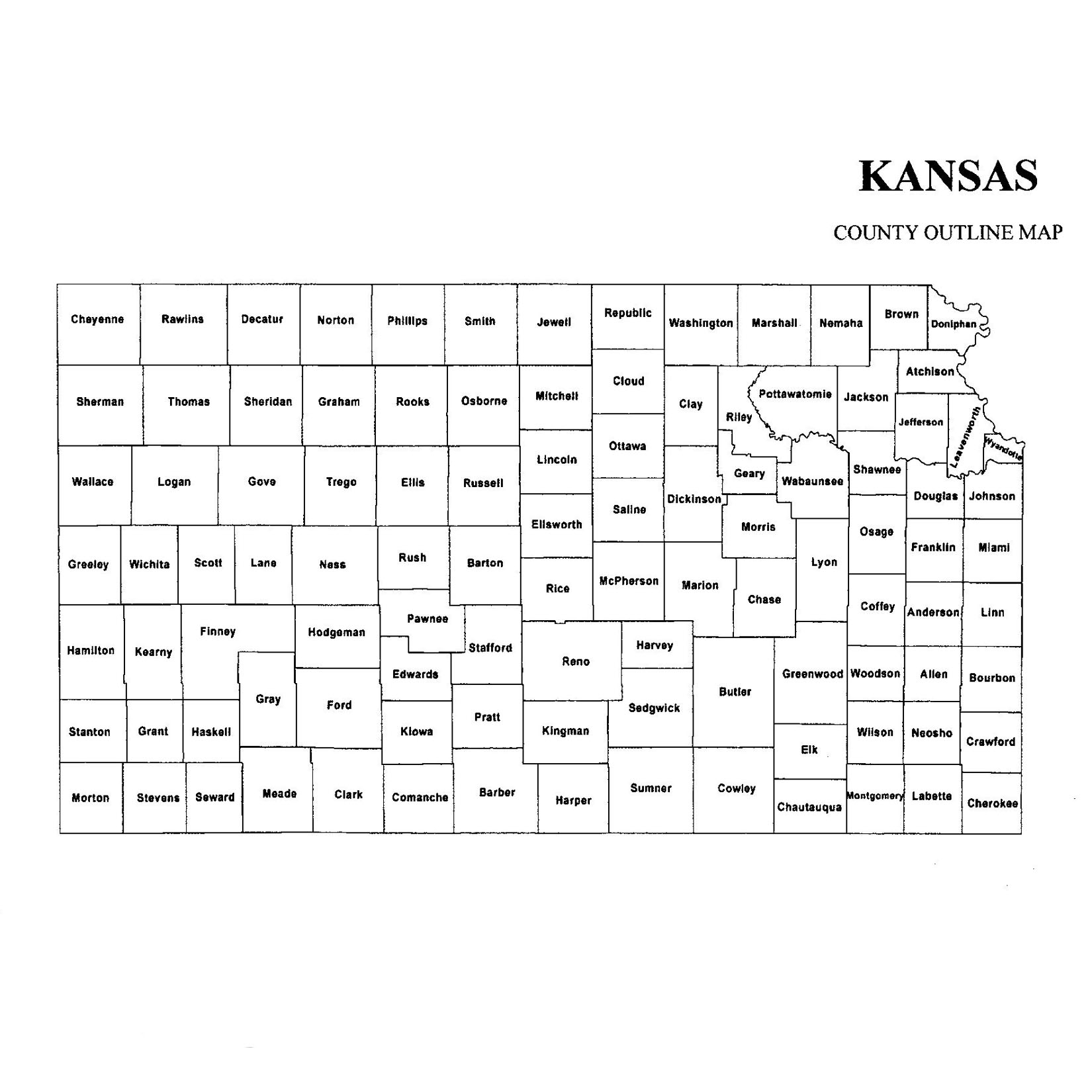 Kansas County Map Jigsaw Genealogy