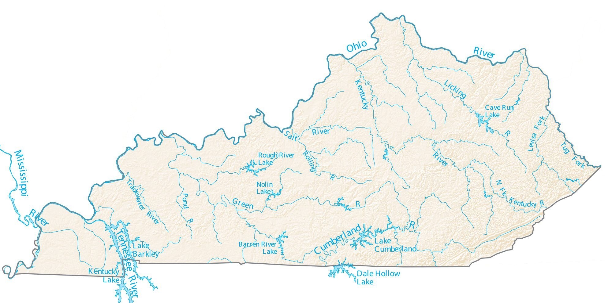 Kentucky Lakes And Rivers Map GIS Geography