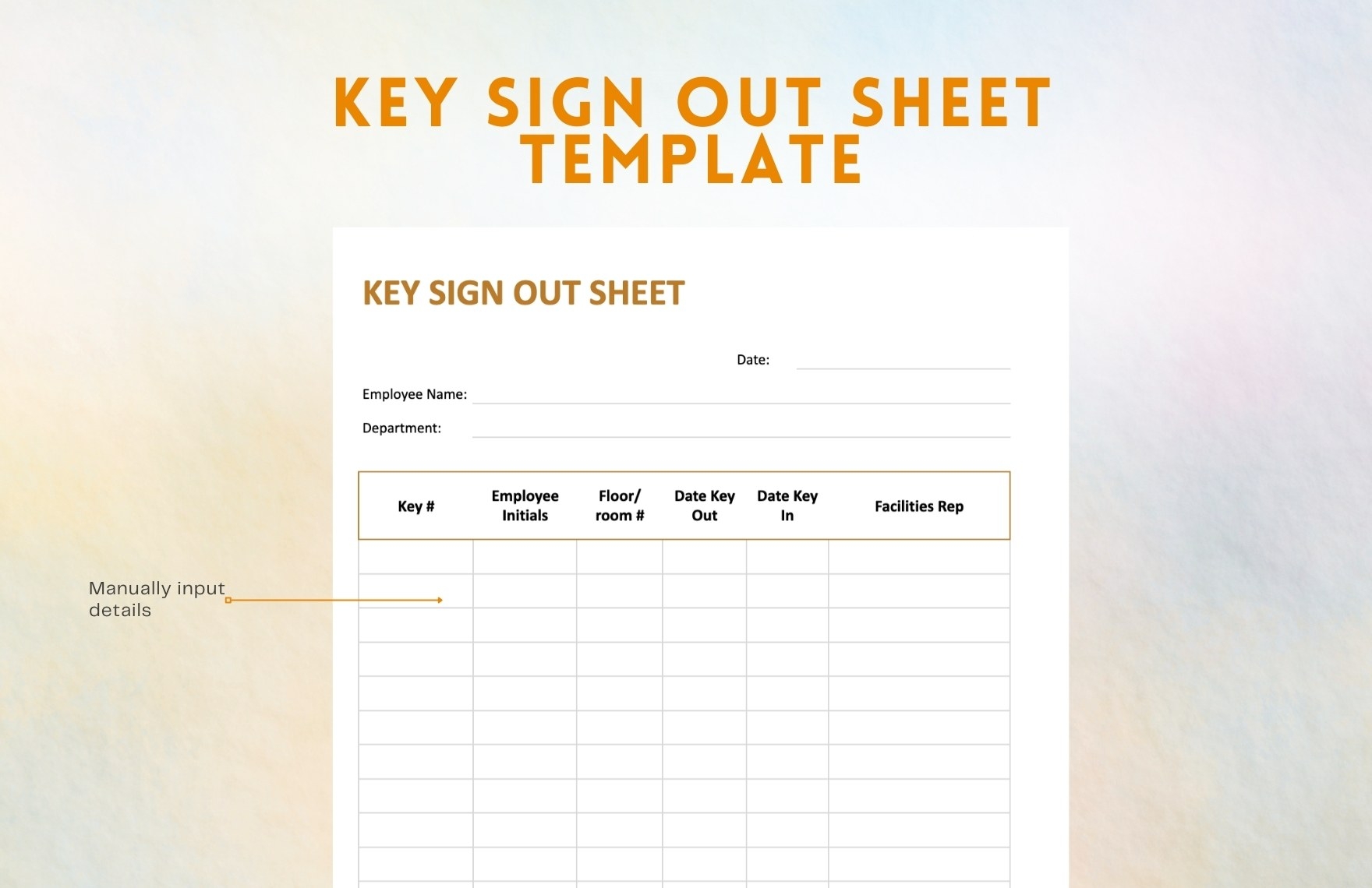Key Sign Out Sheet Template In Google Docs Word Excel Apple Pages Apple Numbers Google Sheets Download Template