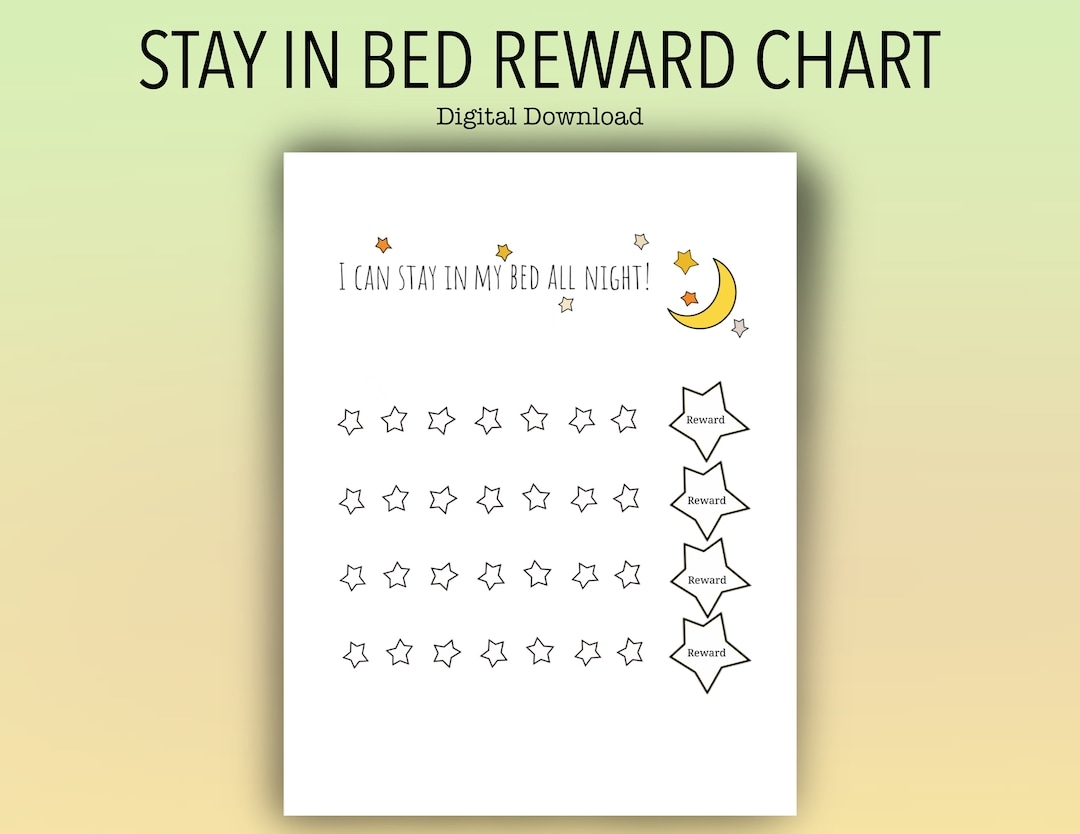 Kids Printable Stay In Bed Reward Chart Night Time Sticker Prize Chart Etsy