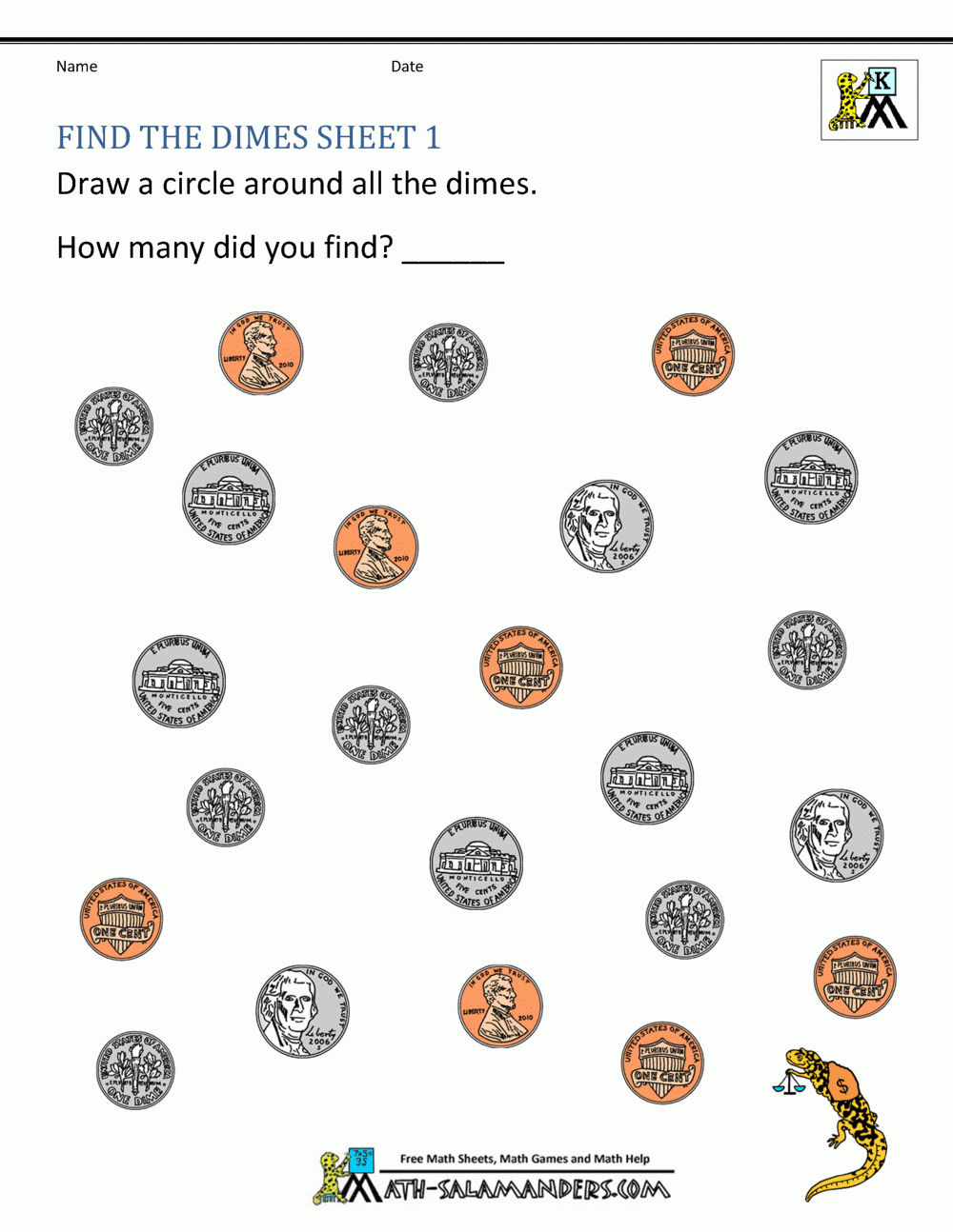 Kindergarten Money Worksheets 1st Grade