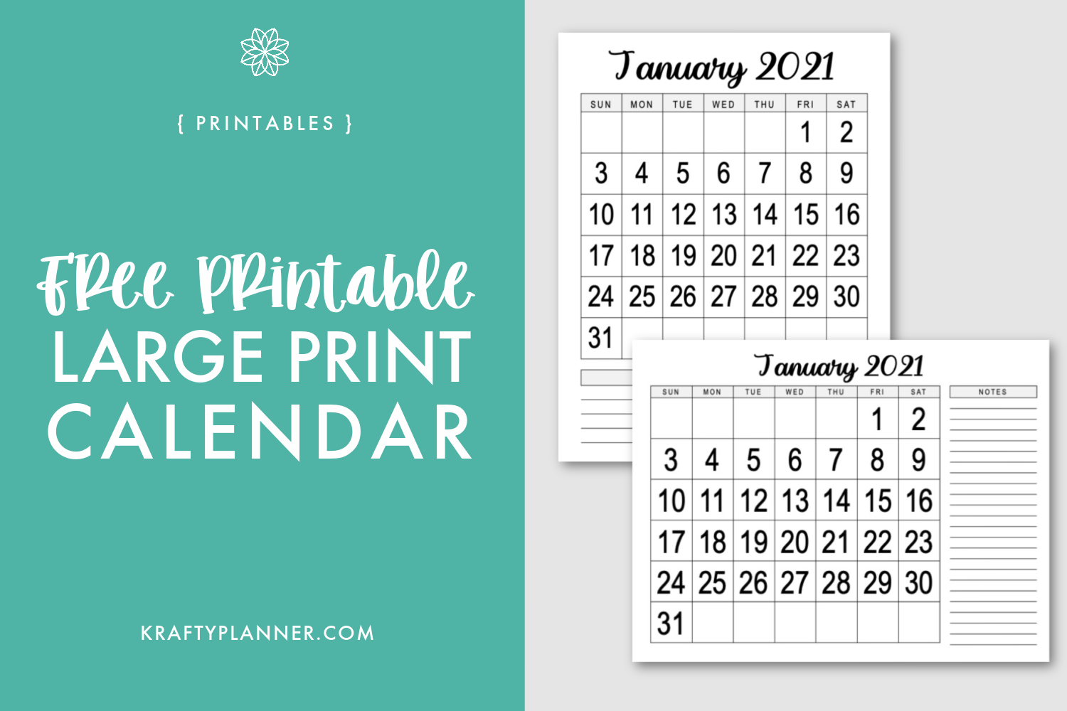 Large Monthly Calendar Printable