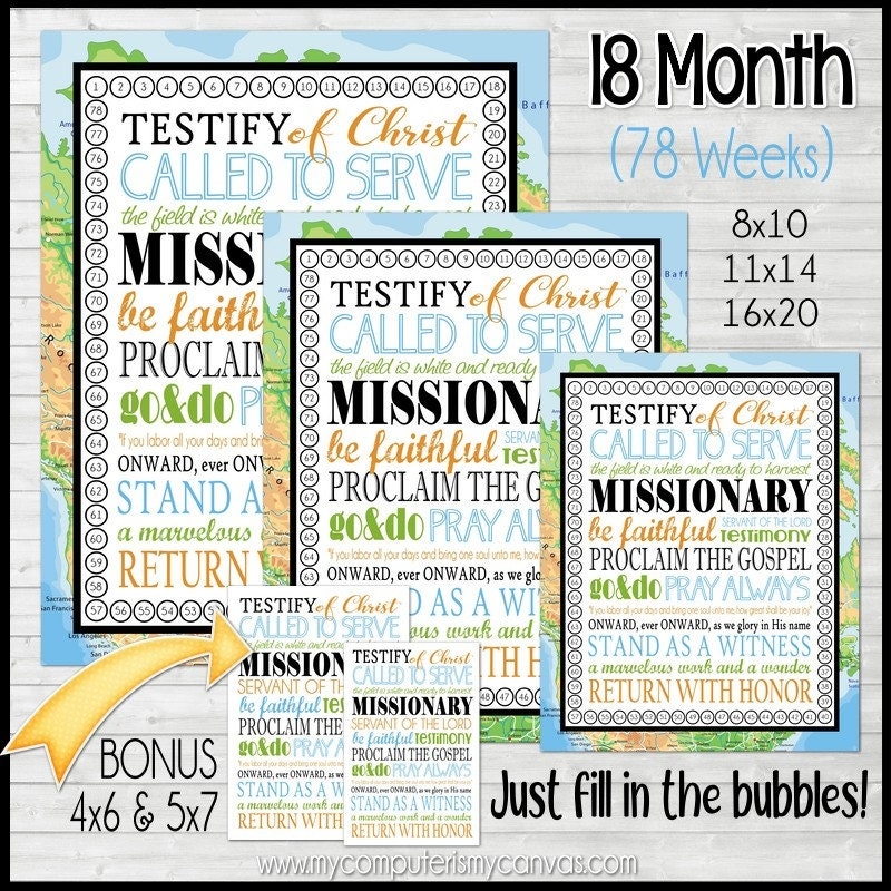 LDS Missionary Countdown Chart Sister Or Elder 24 Month 18 Month Subway Art Missionary Mom Gift Printable INSTANT Download Etsy
