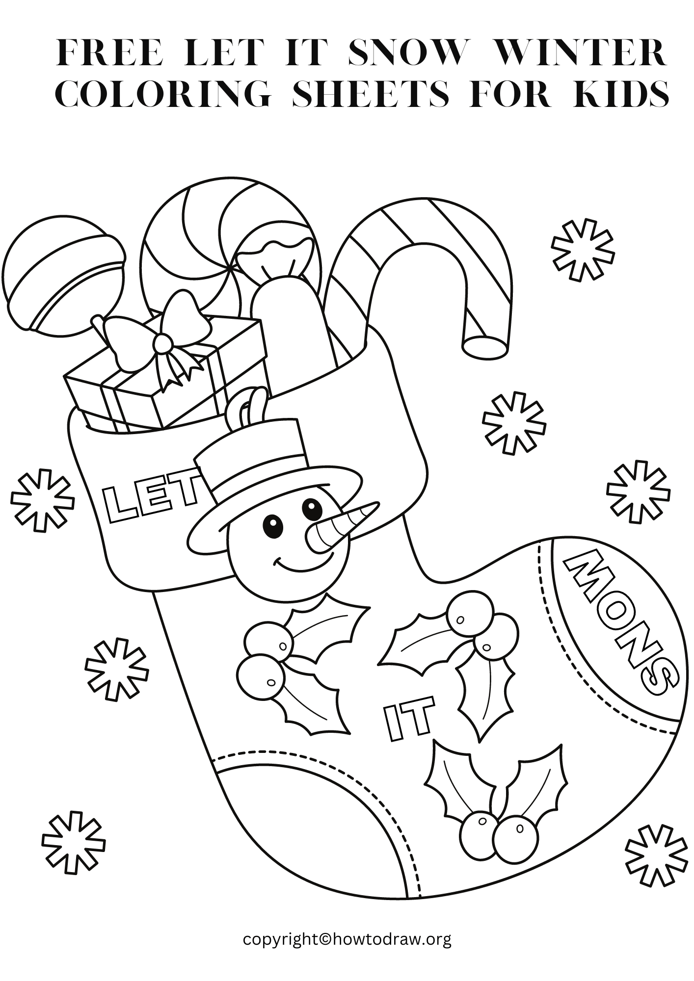 Let It Snow Winter Coloring Page For Kids Free Printable 