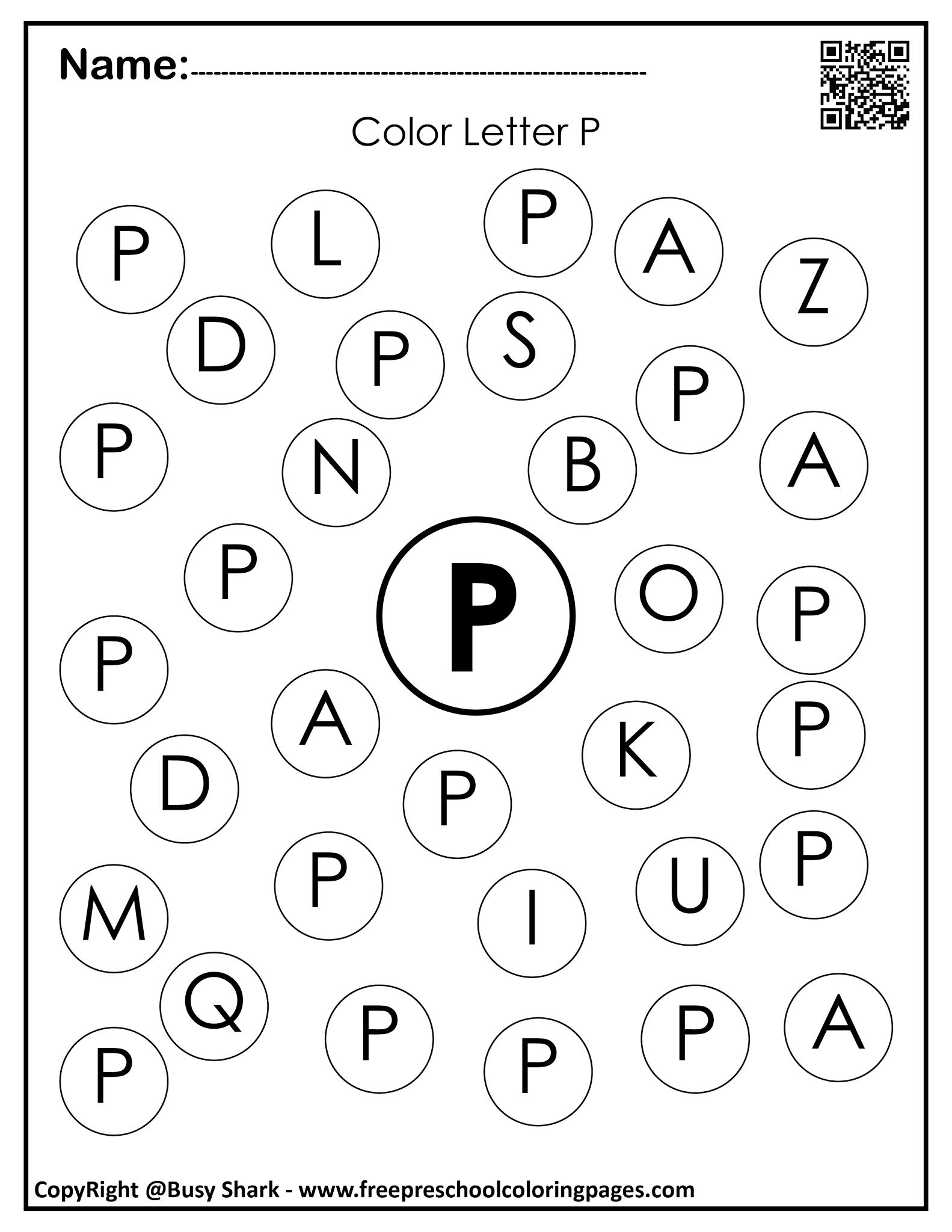 Letter P Free Printable Worksheets