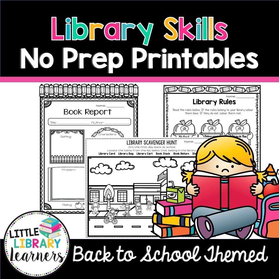 Library Skills No Prep Printables Back To School Activities