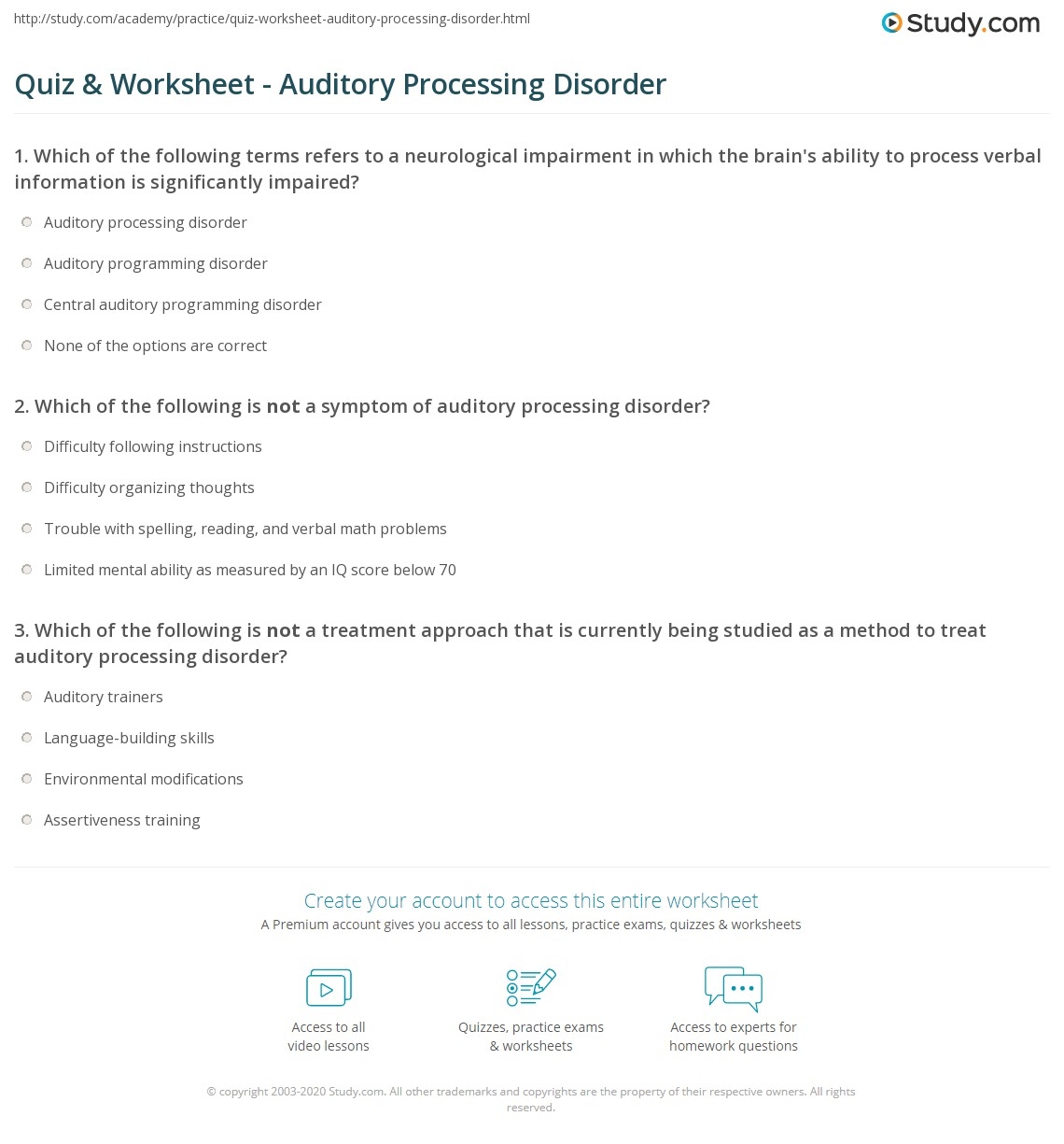 Printable Auditory Processing Worksheets Pdf Printable Auditory Processing Worksheets Pdf