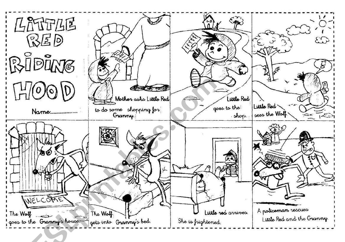 LITTLE RED RIDING HOOD FUNNY MINIBOOK ESL Worksheet By INETA