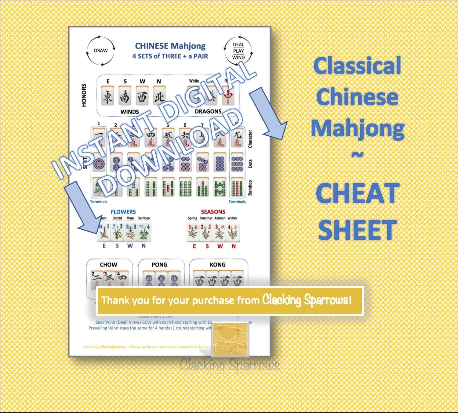 Printable American Mahjong Cheat Sheet Pdf