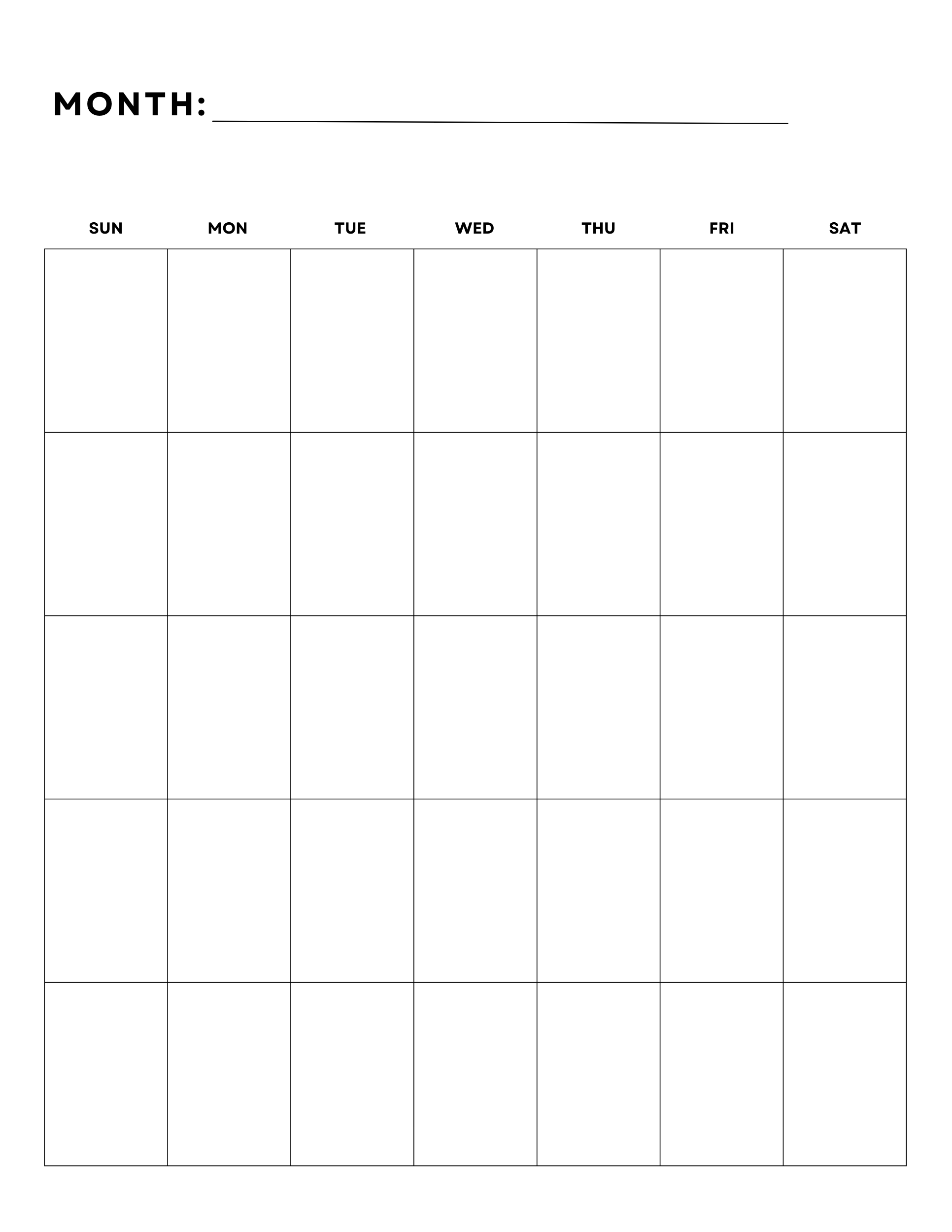 Printable Blank 4 Week Calendar