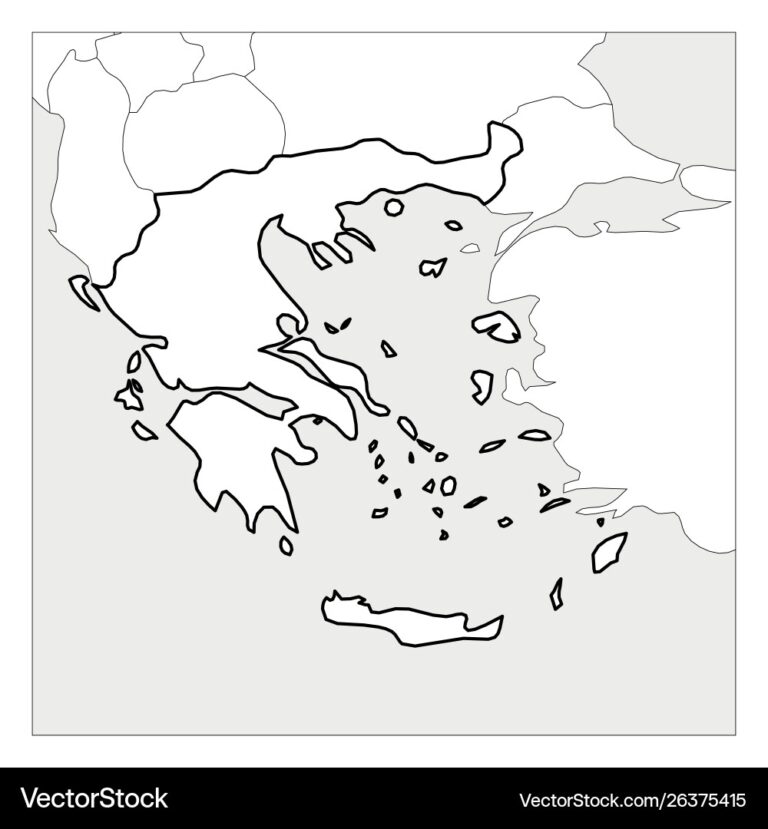 Map Greece Black Thick Outline Highlighted Royalty Free Vector VectorStock