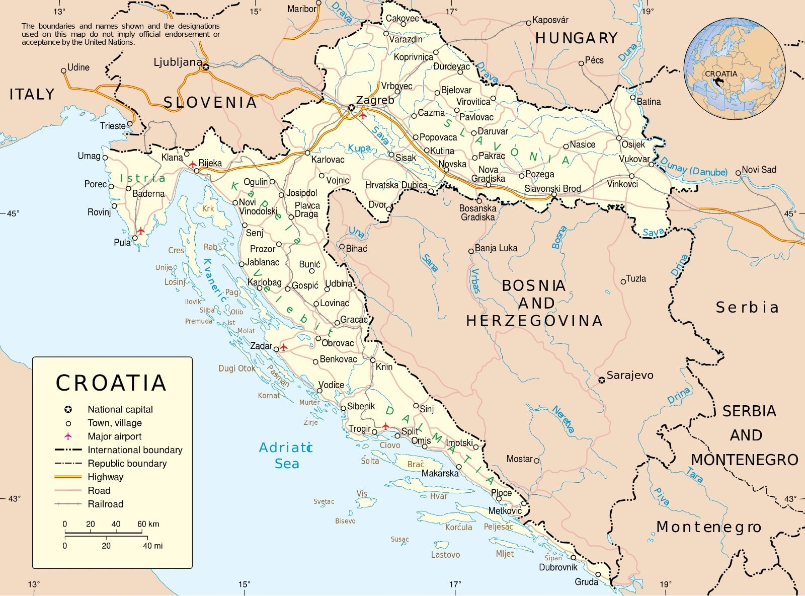 Map Of Croatia Interactive Map And Pdf Maps Download Map Of Croatia Interactive Map And Pdf Maps Download