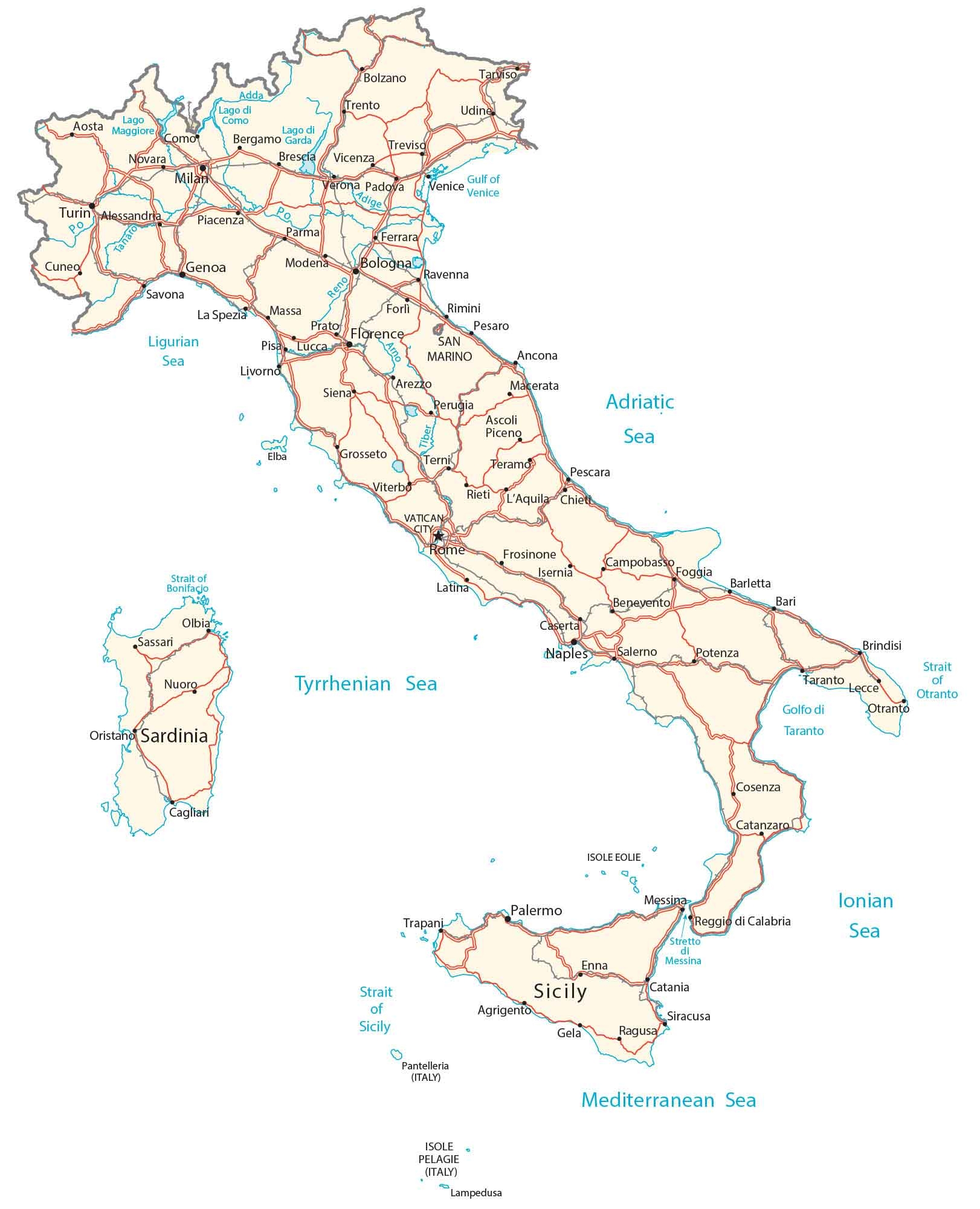 Map Of Italy Cities And Roads GIS Geography