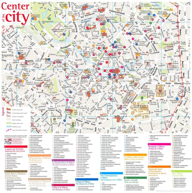 Map Of Milan Tourist Attractions And Monuments Of Milan