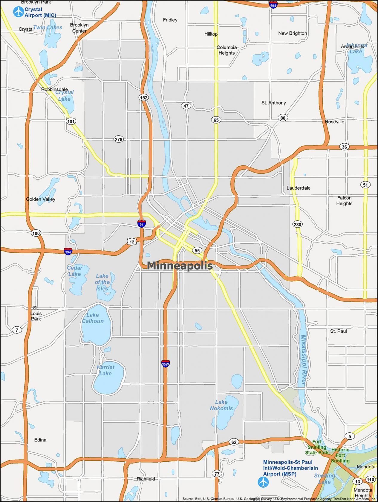 Map Of Minneapolis Minnesota GIS Geography