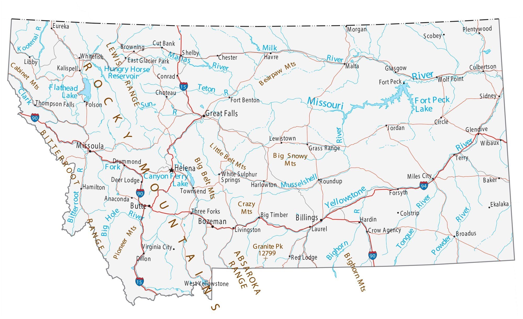 Map Of Montana Cities And Roads GIS Geography Map Of Montana Cities And Roads GIS Geography