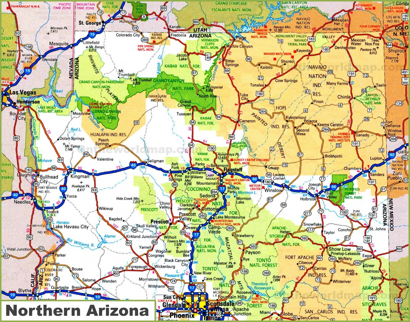 Printable Road Map Of Arizona